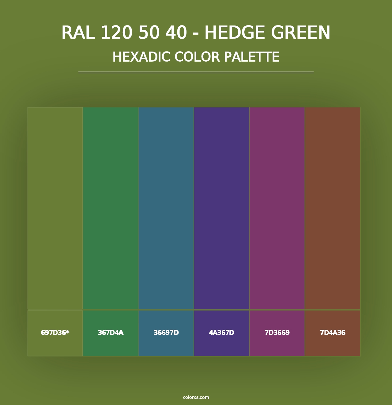 RAL 120 50 40 - Hedge Green - Hexadic Color Palette