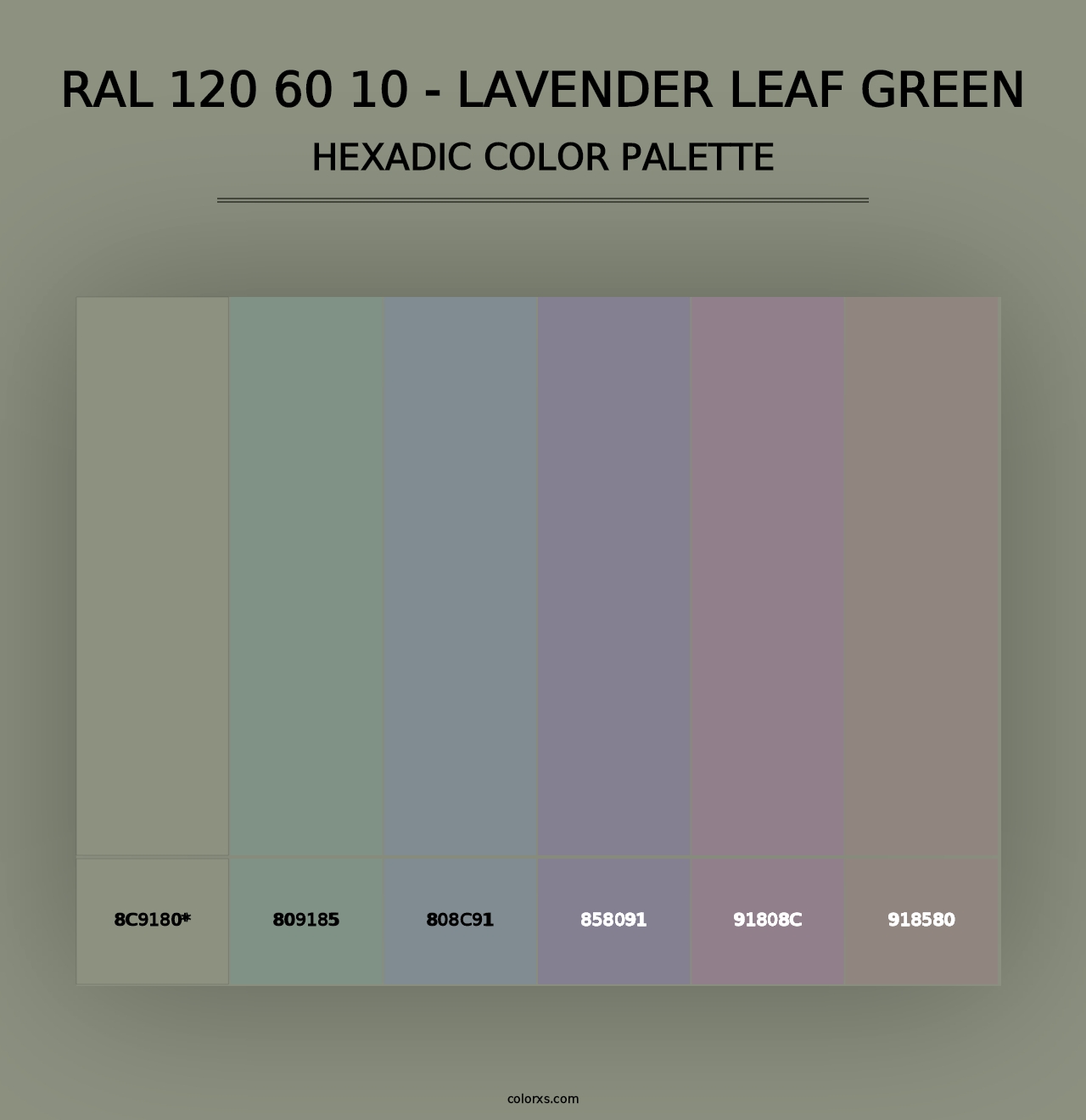 RAL 120 60 10 - Lavender Leaf Green - Hexadic Color Palette