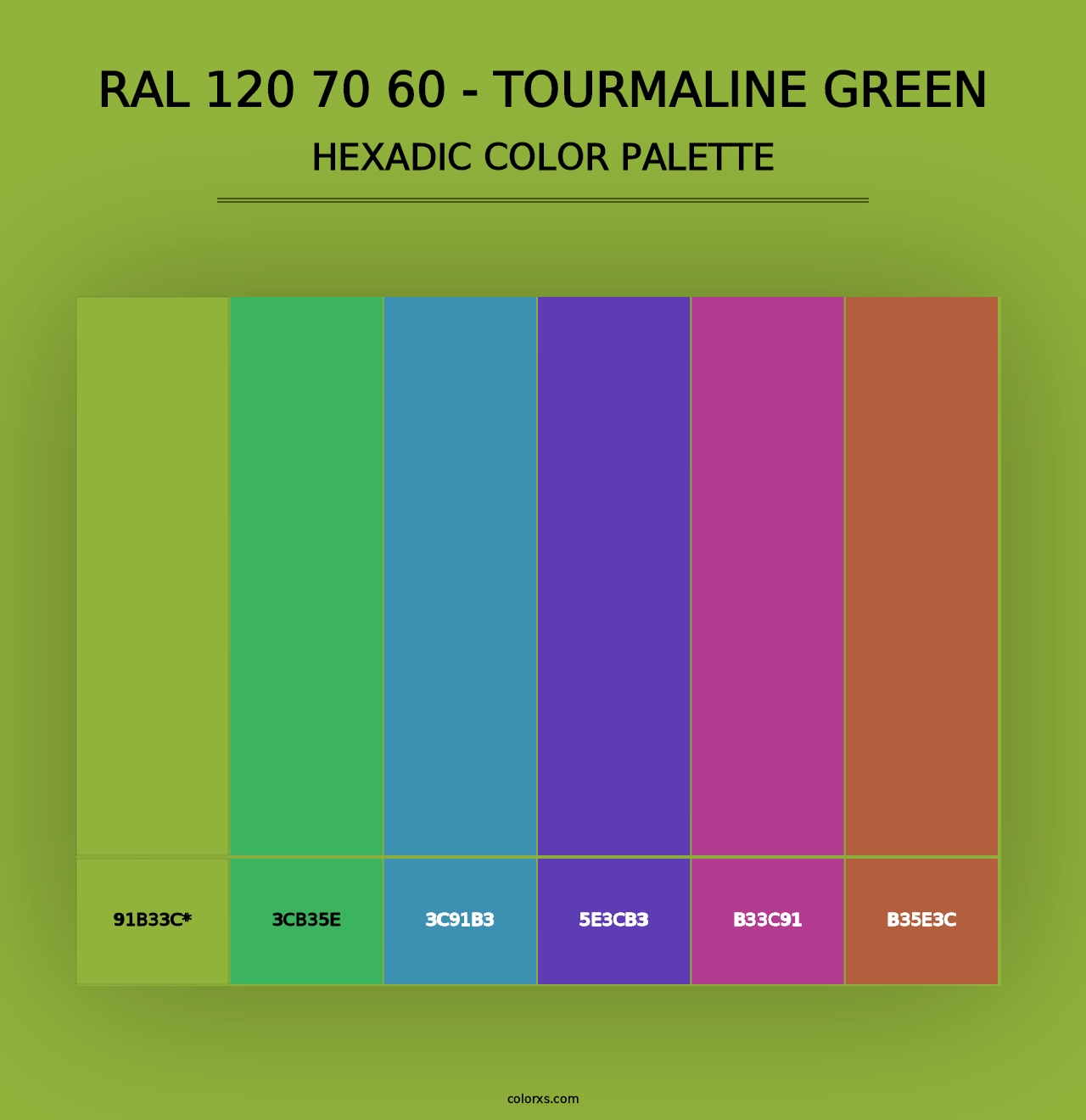 RAL 120 70 60 - Tourmaline Green - Hexadic Color Palette