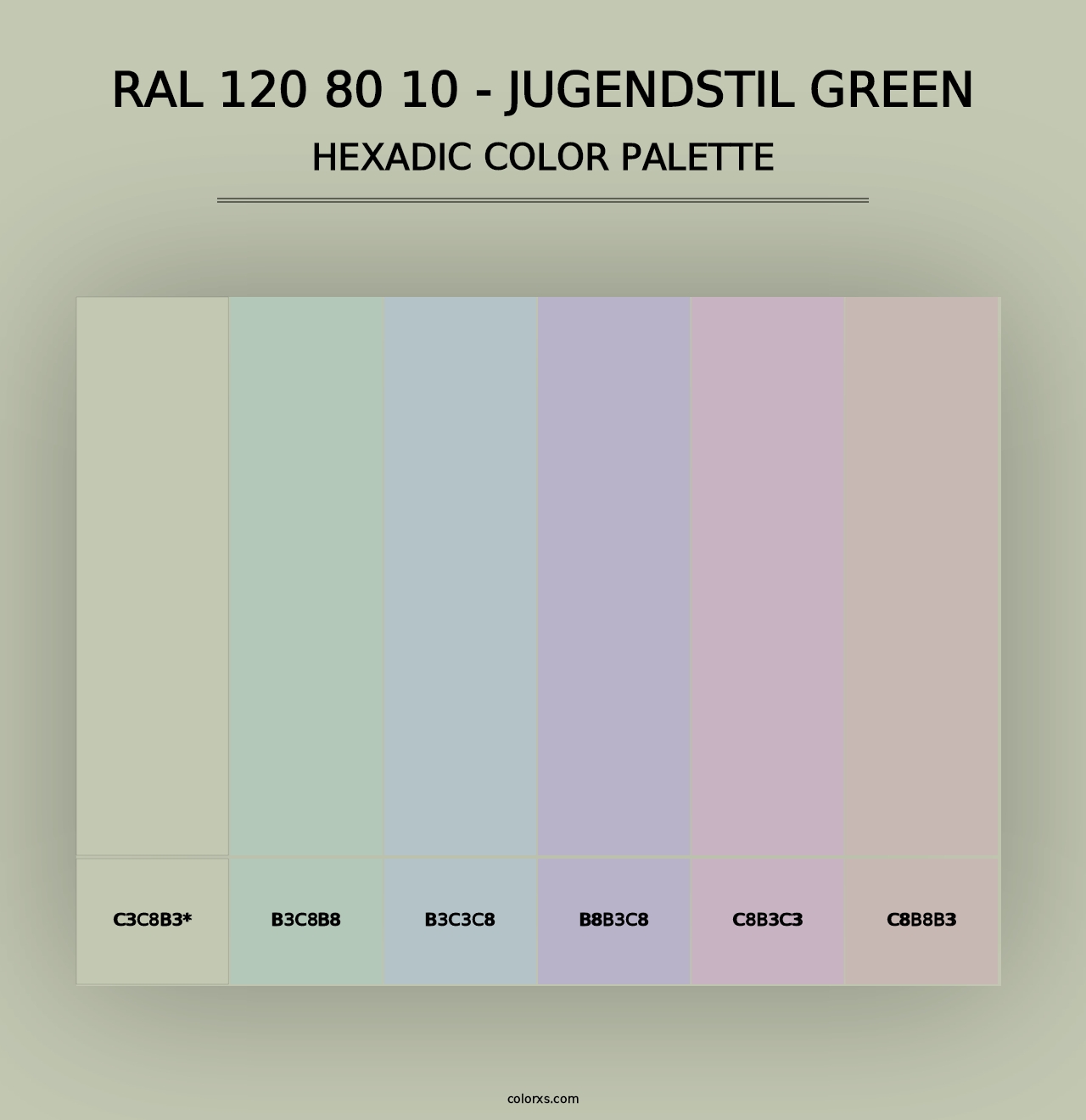 RAL 120 80 10 - Jugendstil Green - Hexadic Color Palette