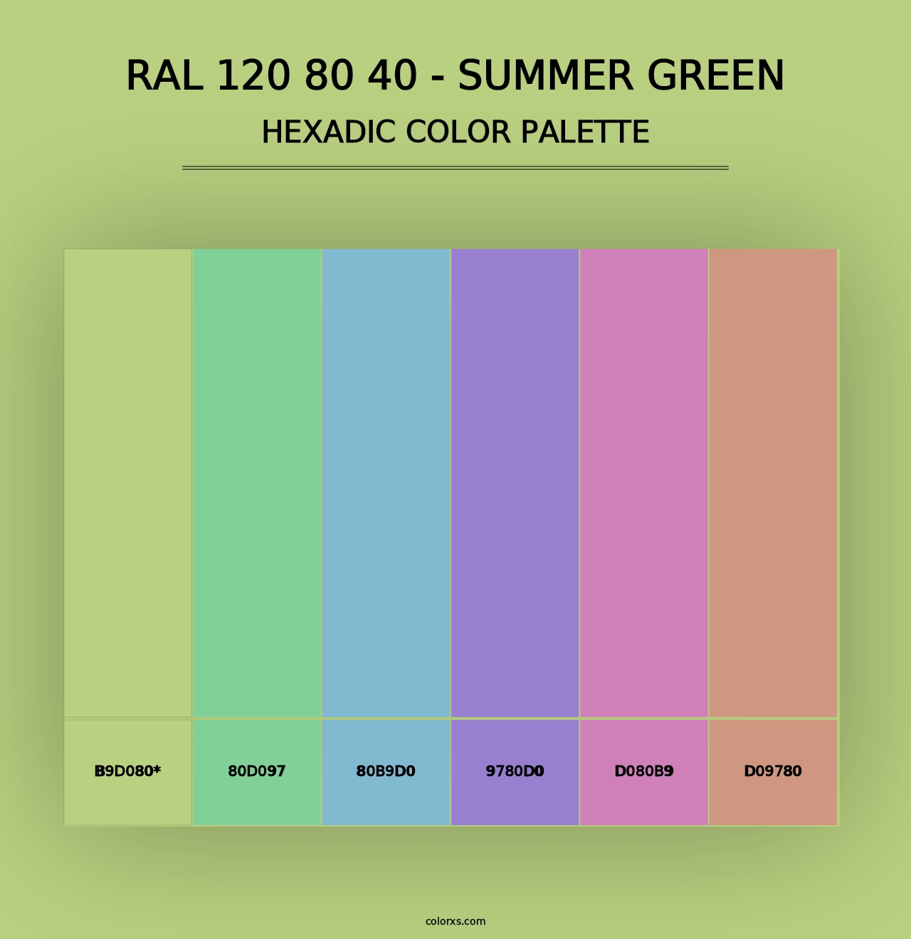 RAL 120 80 40 - Summer Green - Hexadic Color Palette