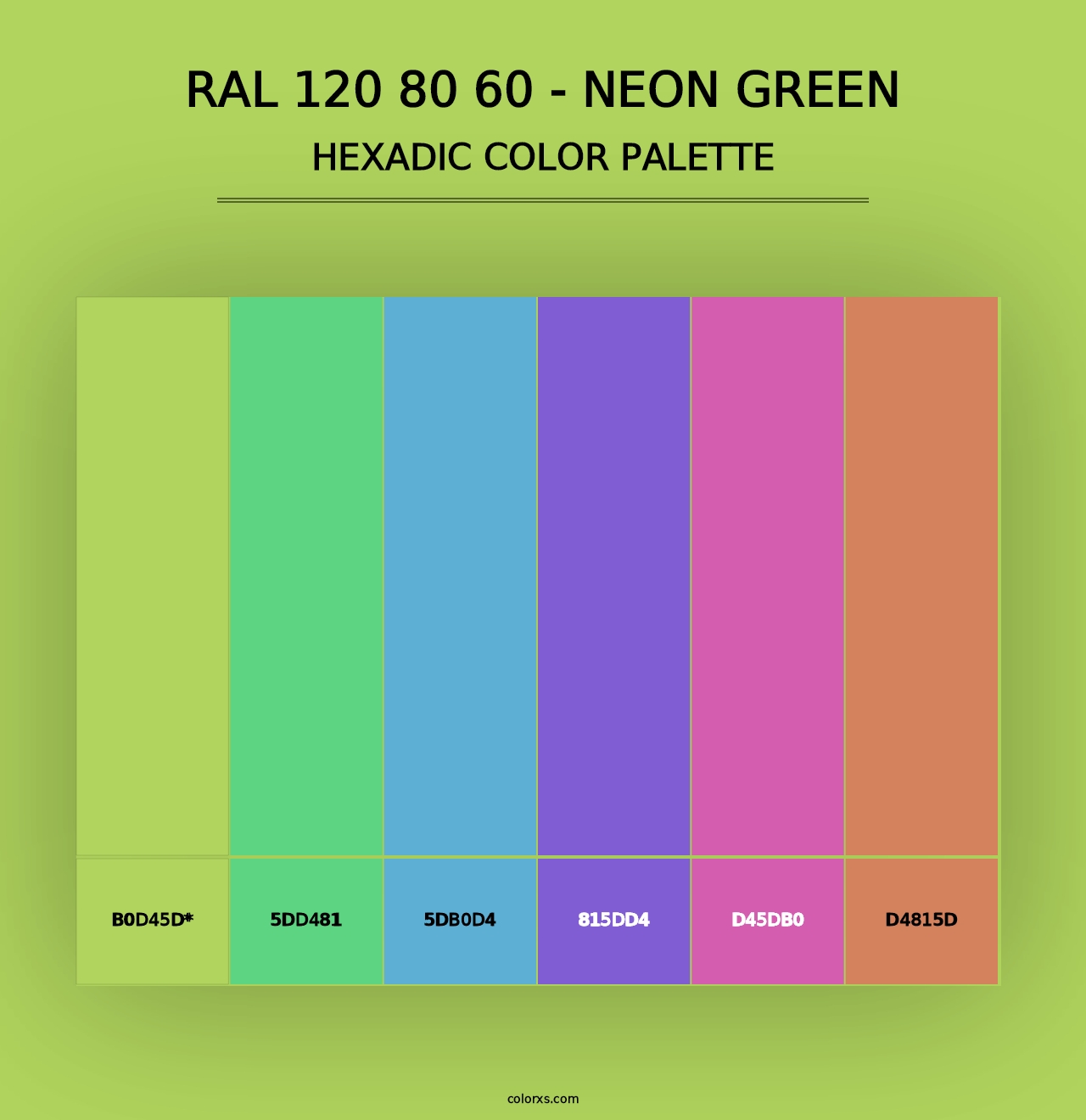 RAL 120 80 60 - Neon Green - Hexadic Color Palette