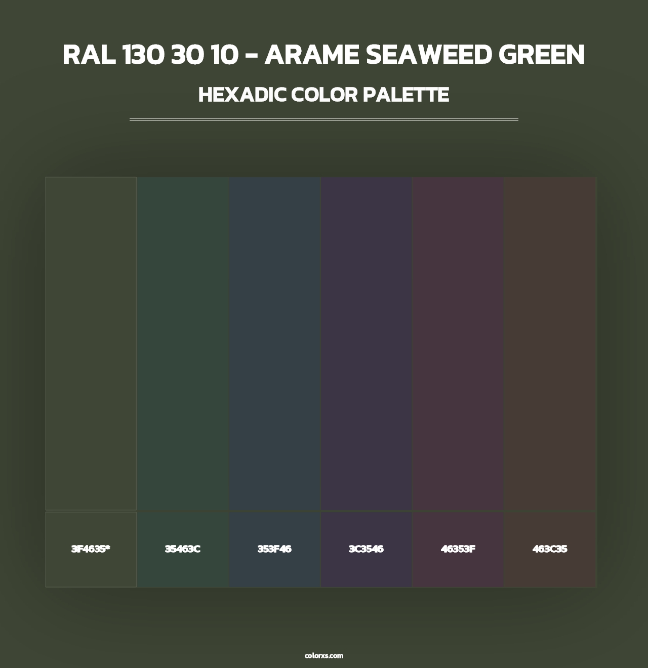 RAL 130 30 10 - Arame Seaweed Green - Hexadic Color Palette