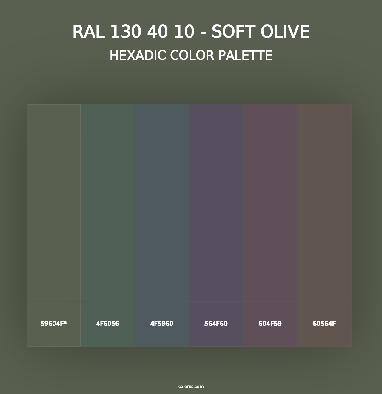 RAL 130 40 10 - Soft Olive - Hexadic Color Palette