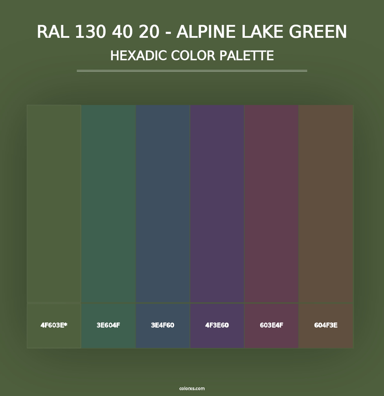 RAL 130 40 20 - Alpine Lake Green - Hexadic Color Palette