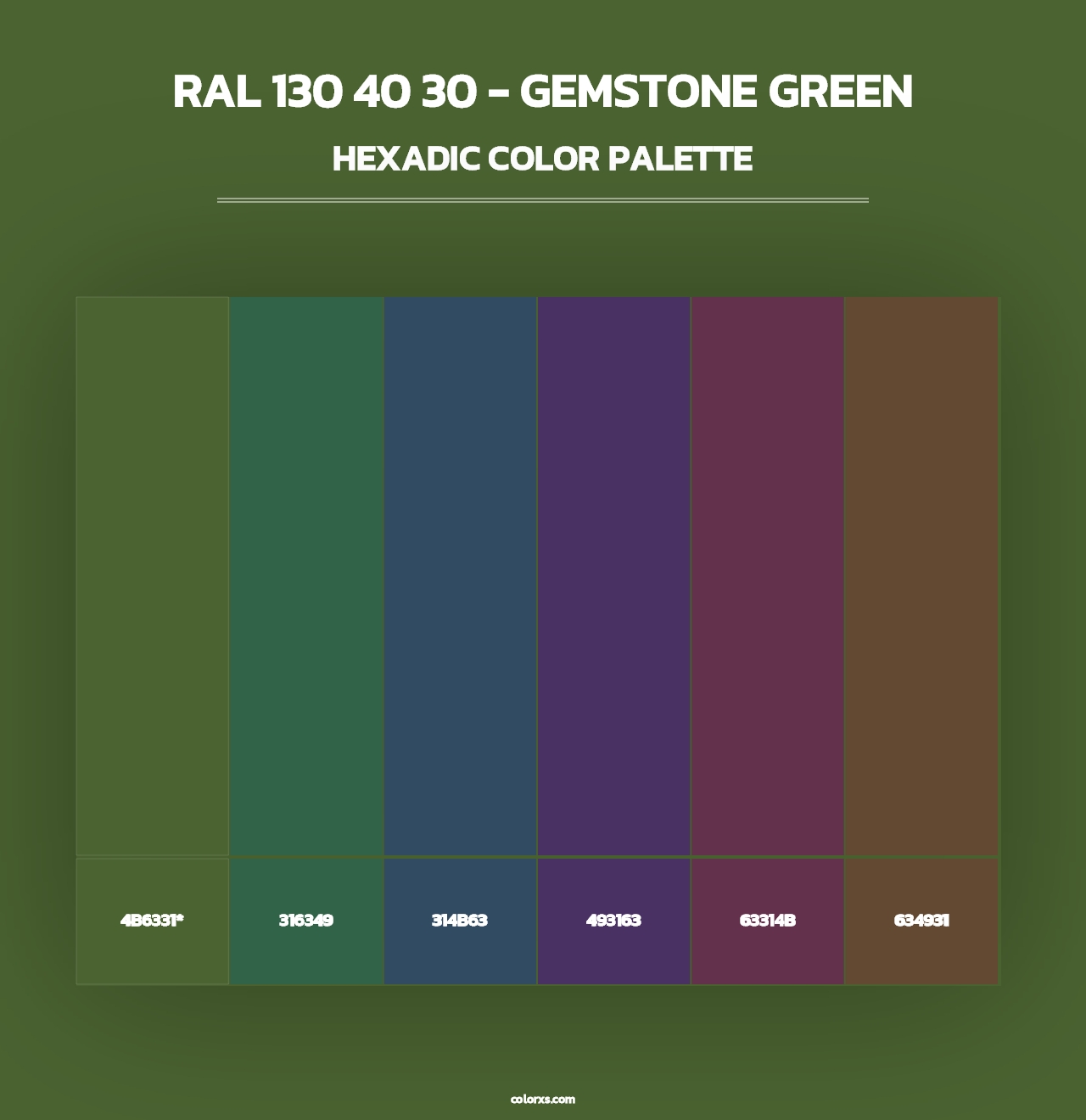 RAL 130 40 30 - Gemstone Green - Hexadic Color Palette