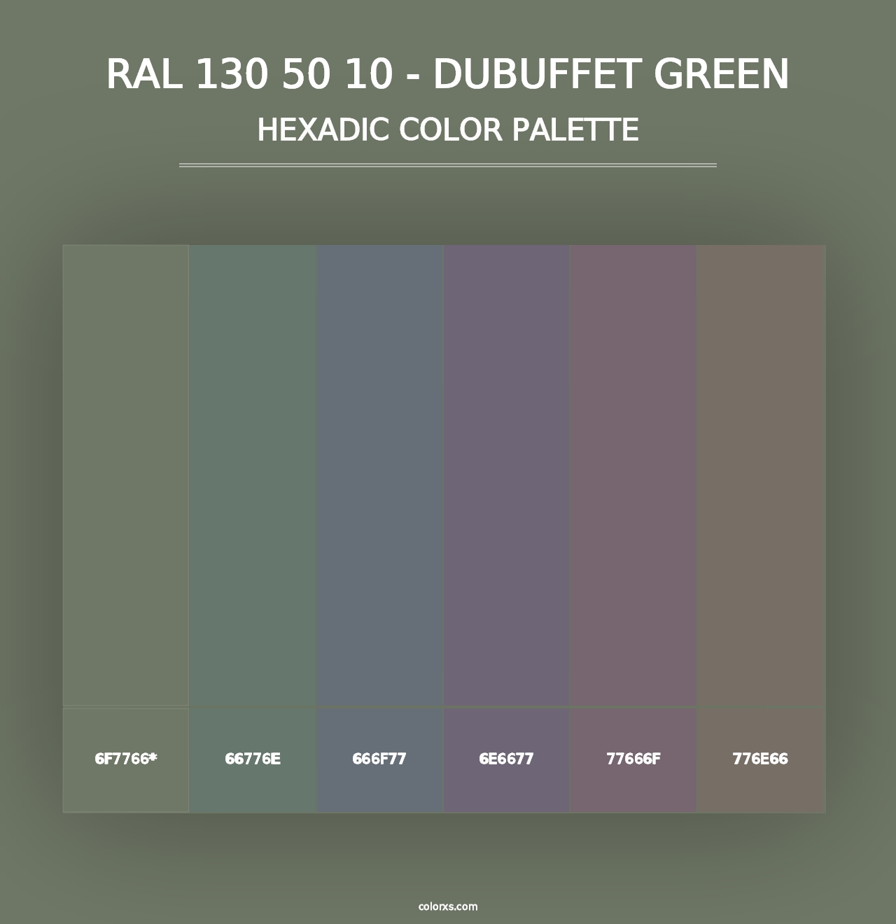 RAL 130 50 10 - Dubuffet Green - Hexadic Color Palette