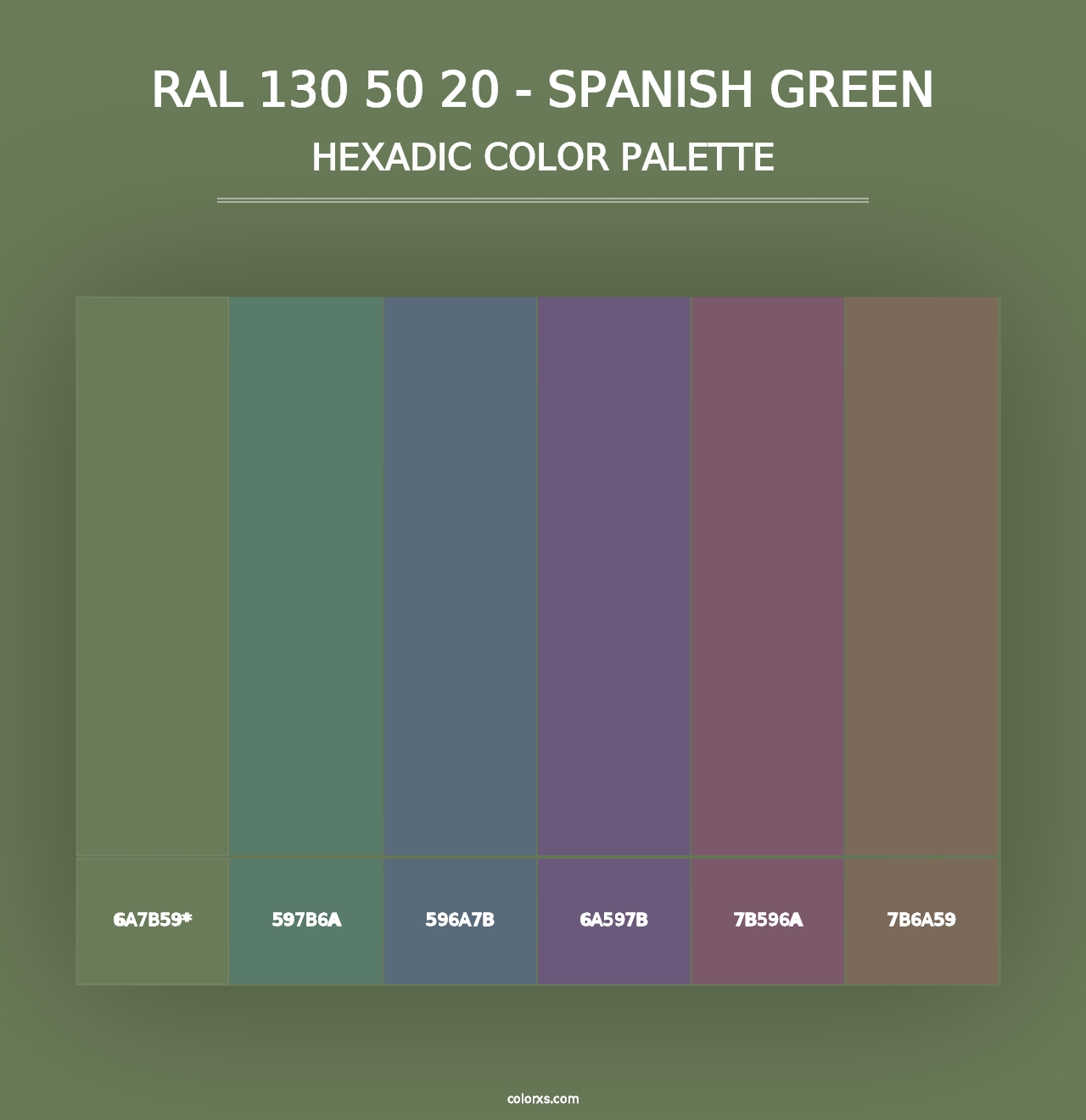 RAL 130 50 20 - Spanish Green - Hexadic Color Palette