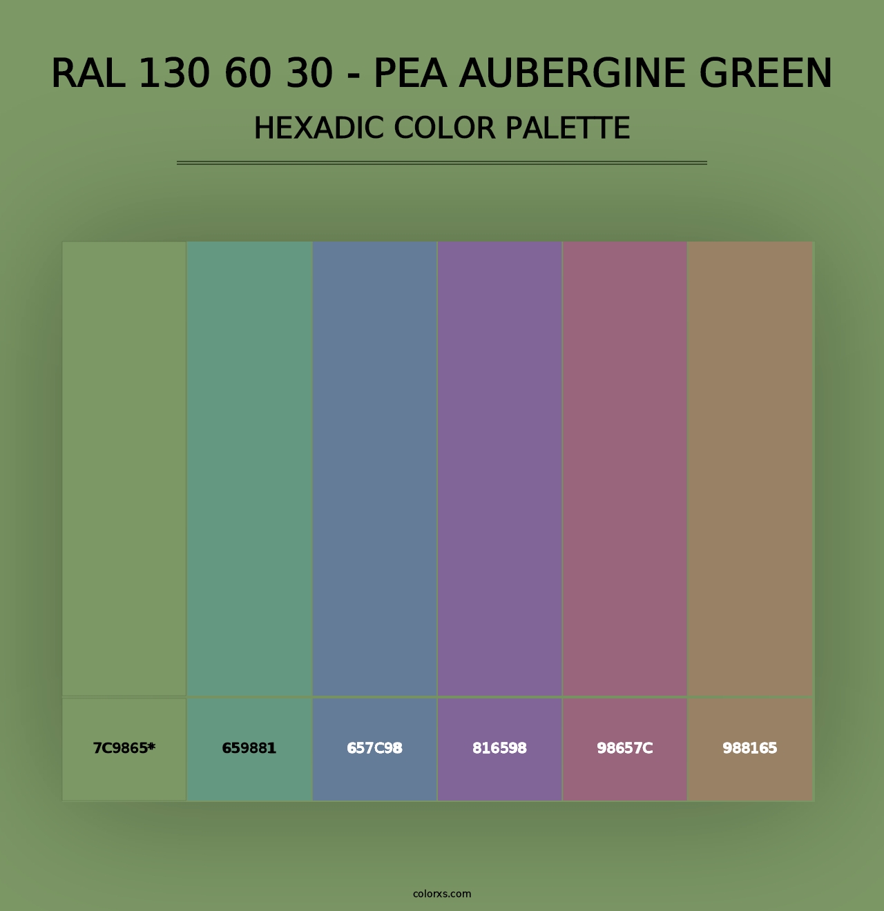 RAL 130 60 30 - Pea Aubergine Green - Hexadic Color Palette