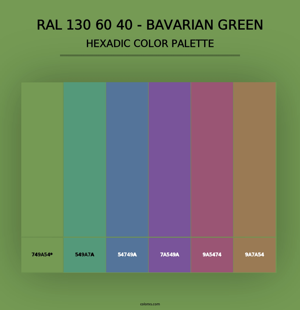 RAL 130 60 40 - Bavarian Green - Hexadic Color Palette