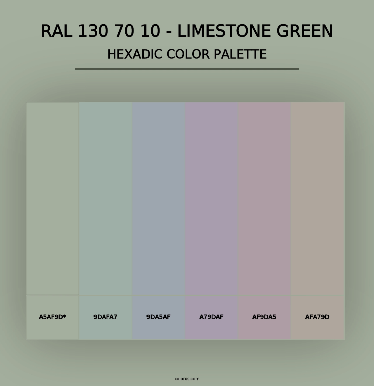 RAL 130 70 10 - Limestone Green - Hexadic Color Palette