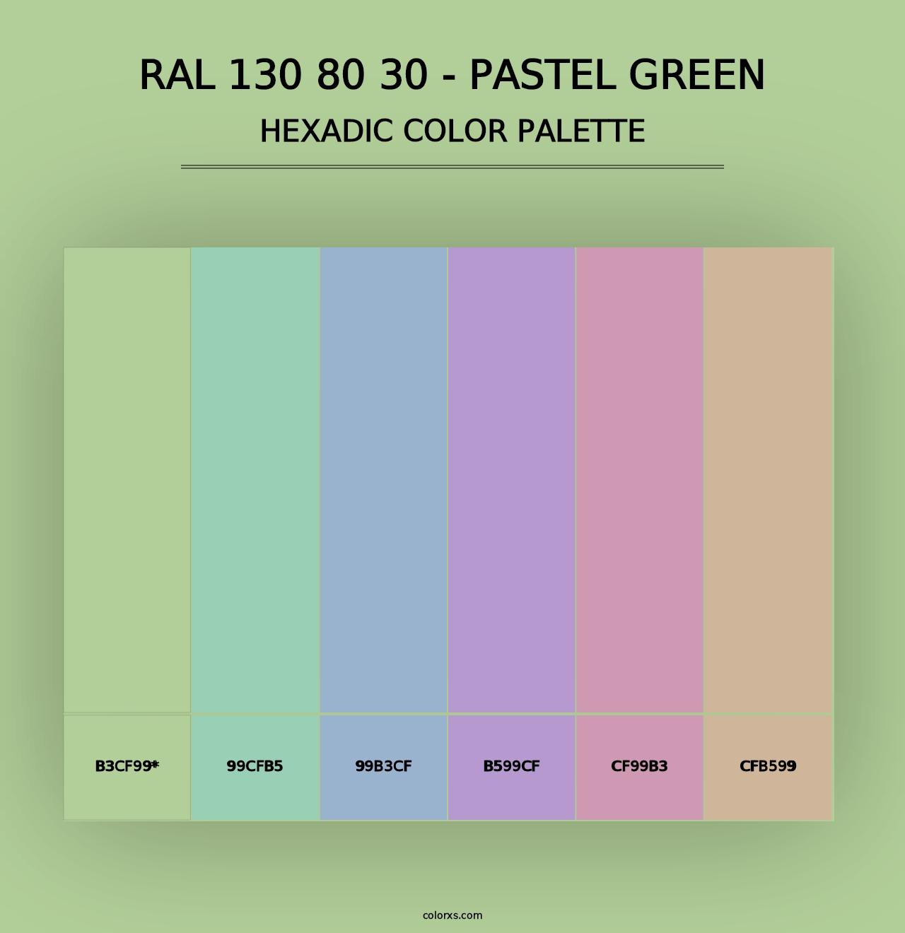 RAL 130 80 30 - Pastel Green - Hexadic Color Palette