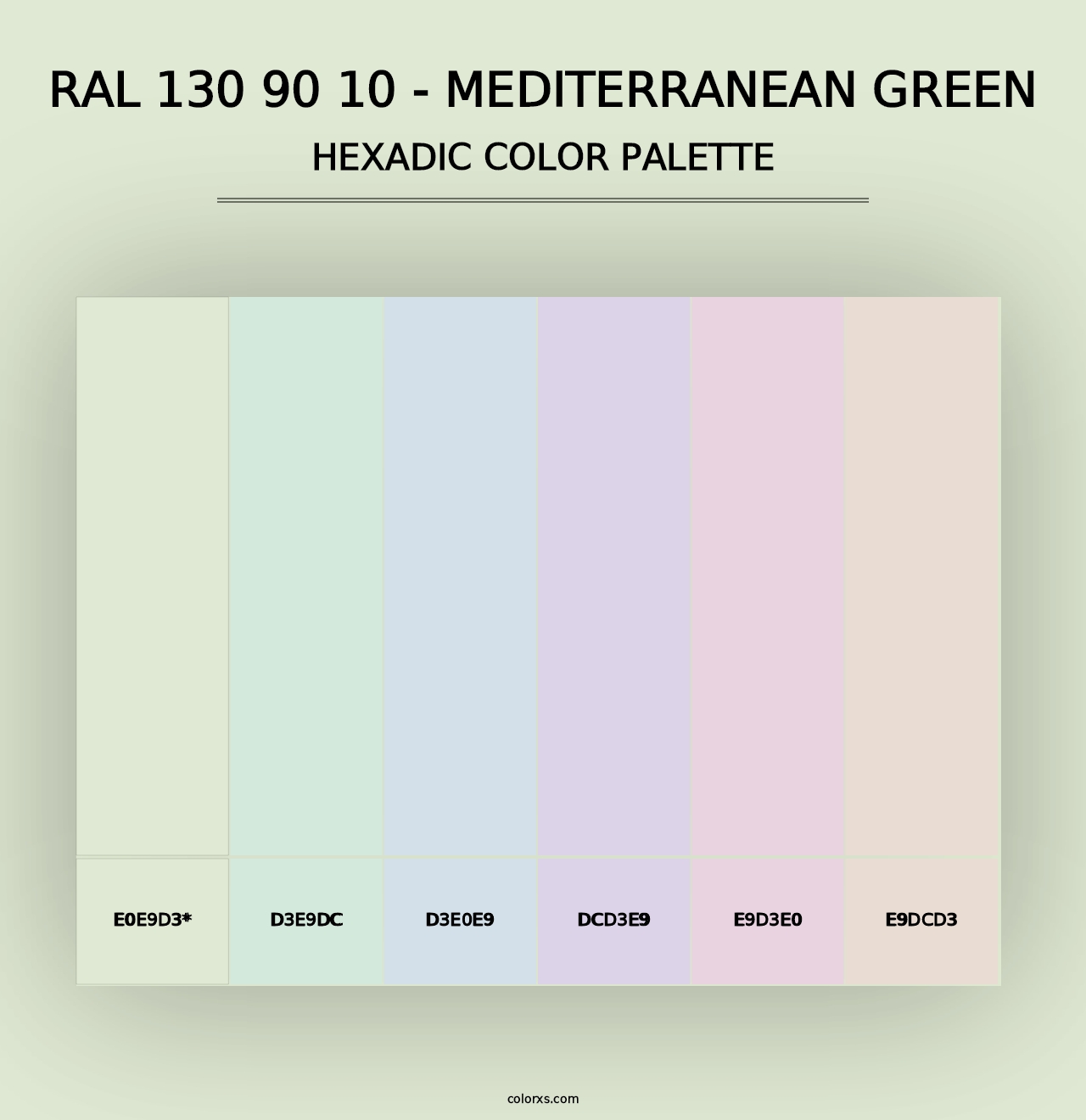 RAL 130 90 10 - Mediterranean Green - Hexadic Color Palette