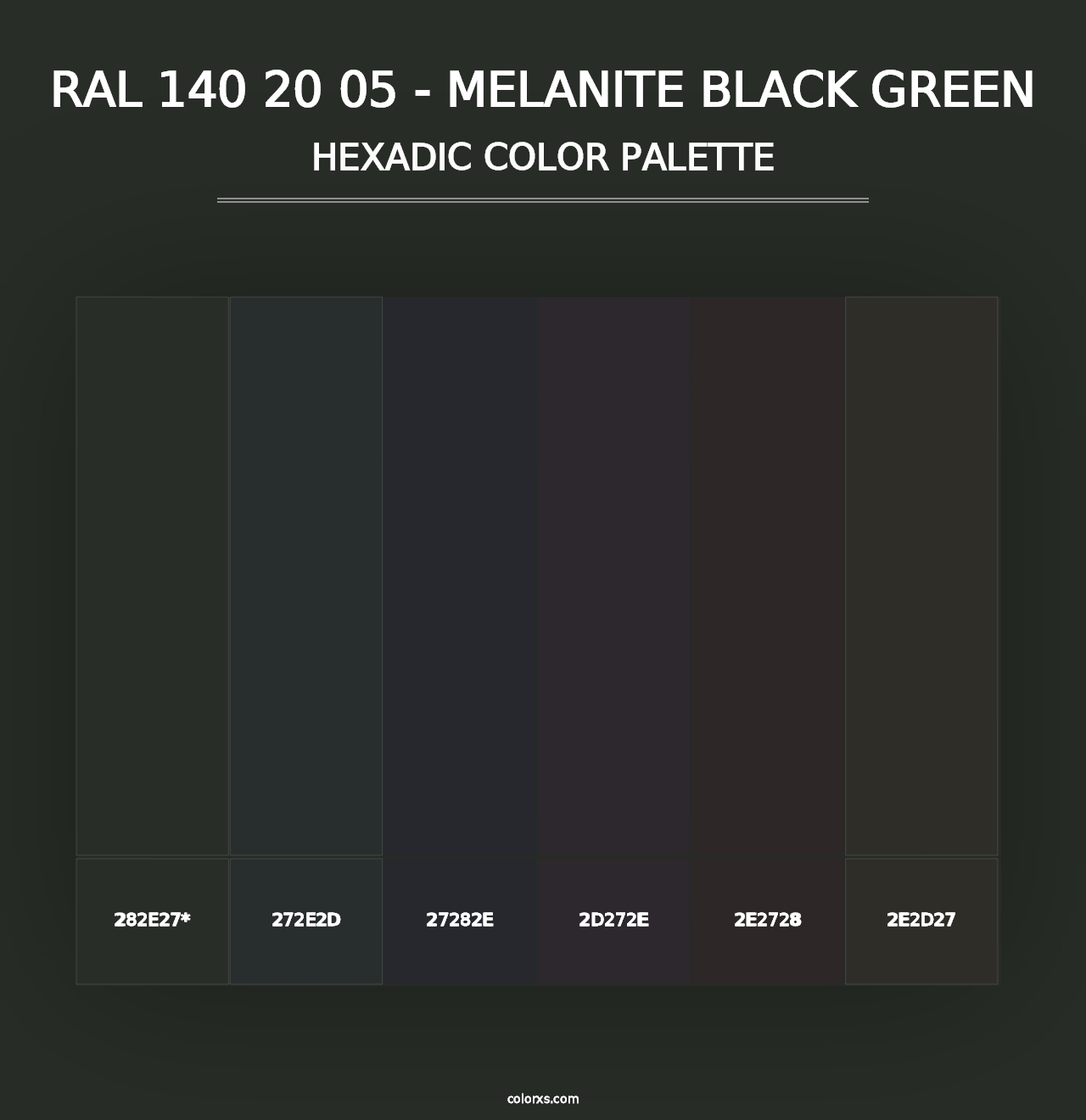 RAL 140 20 05 - Melanite Black Green - Hexadic Color Palette