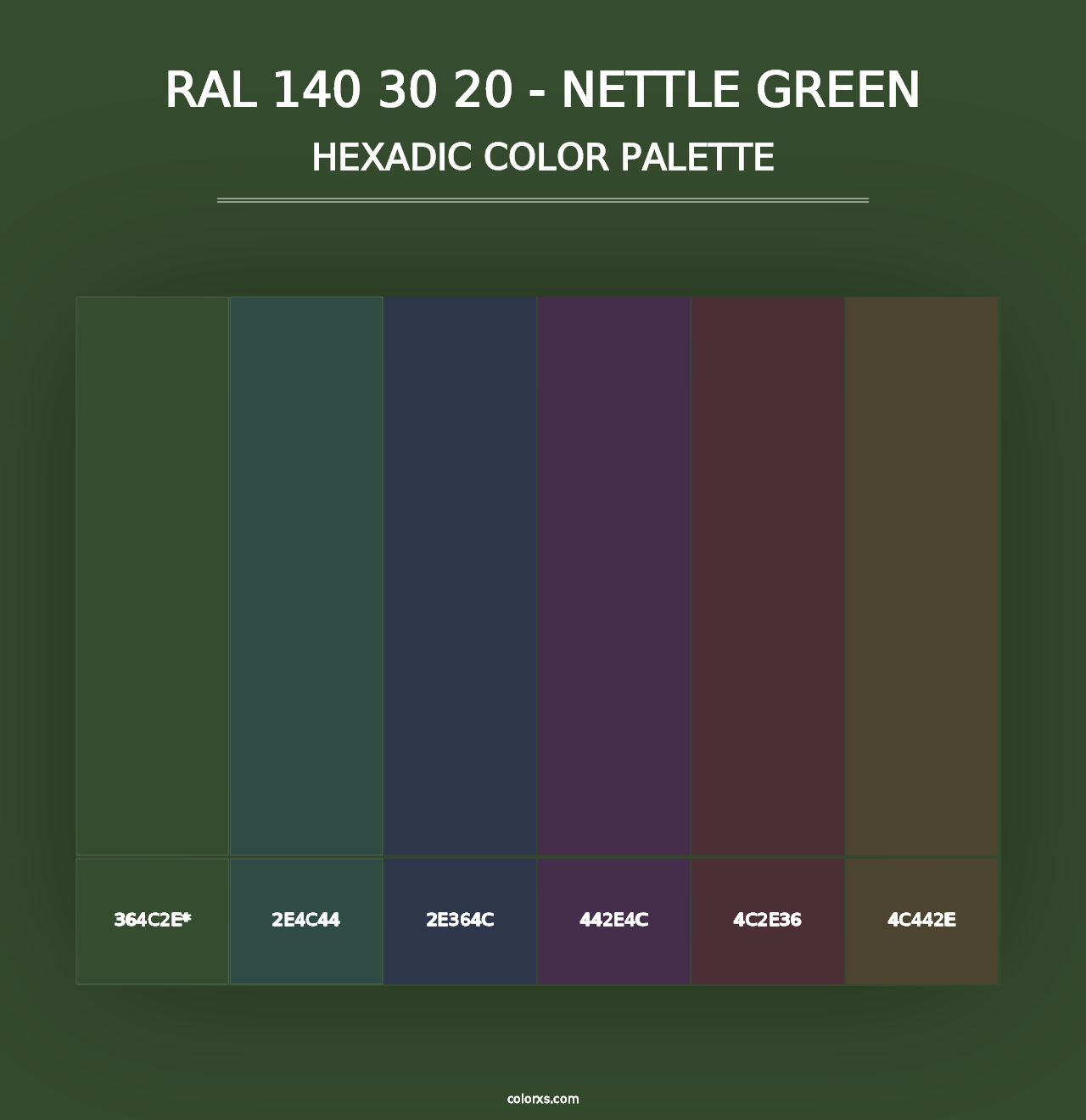 RAL 140 30 20 - Nettle Green - Hexadic Color Palette