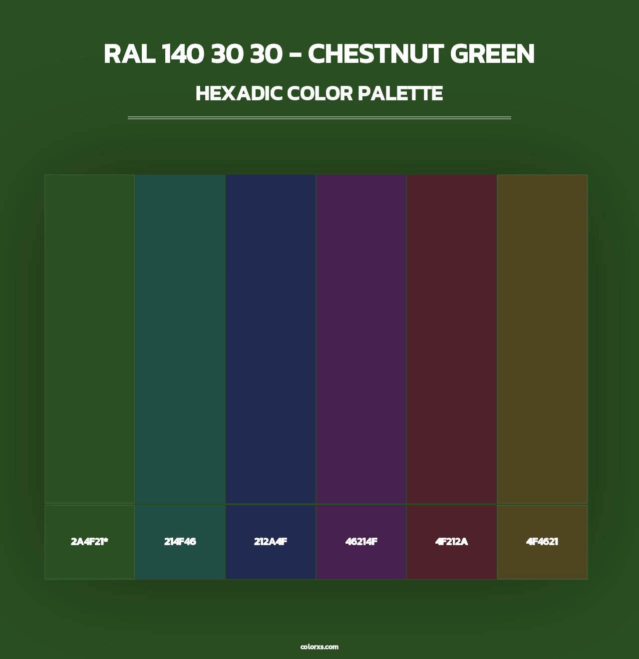 RAL 140 30 30 - Chestnut Green - Hexadic Color Palette