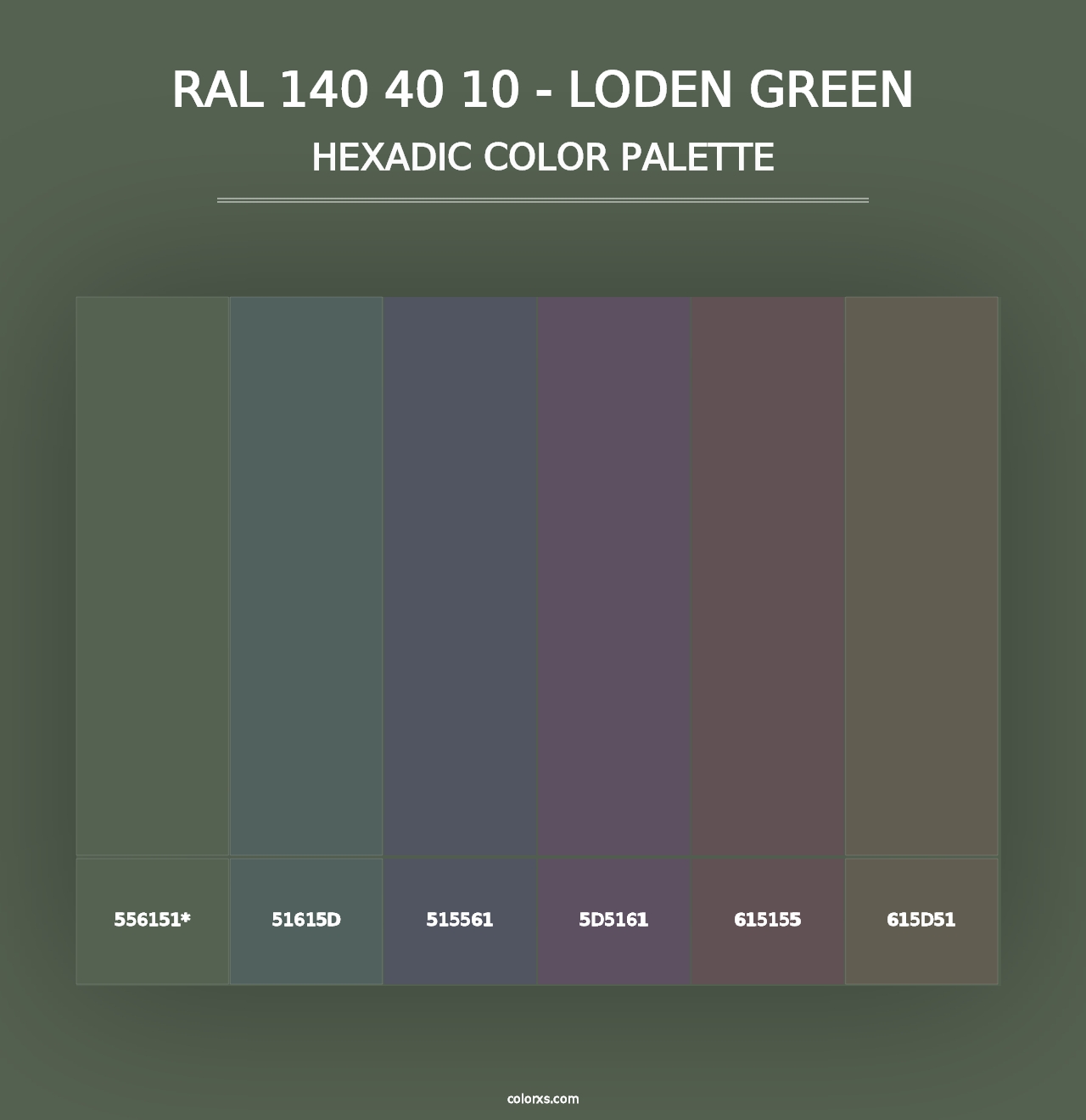 RAL 140 40 10 - Loden Green - Hexadic Color Palette