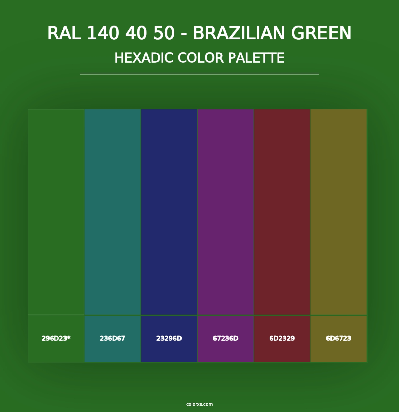 RAL 140 40 50 - Brazilian Green - Hexadic Color Palette