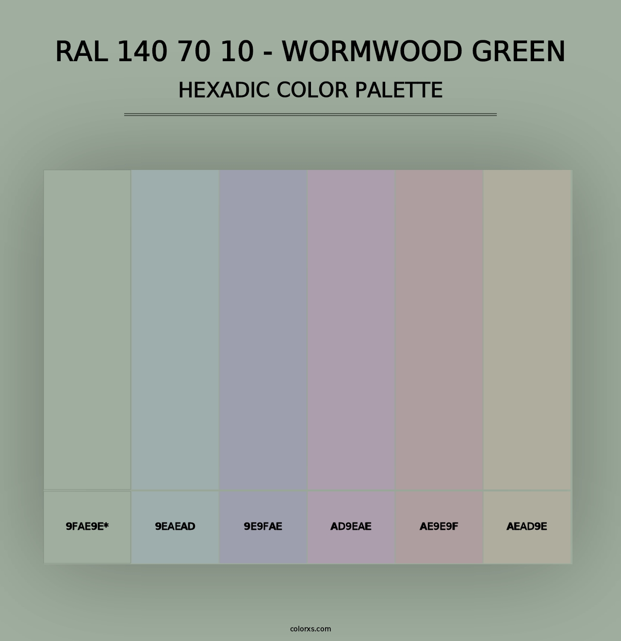 RAL 140 70 10 - Wormwood Green - Hexadic Color Palette