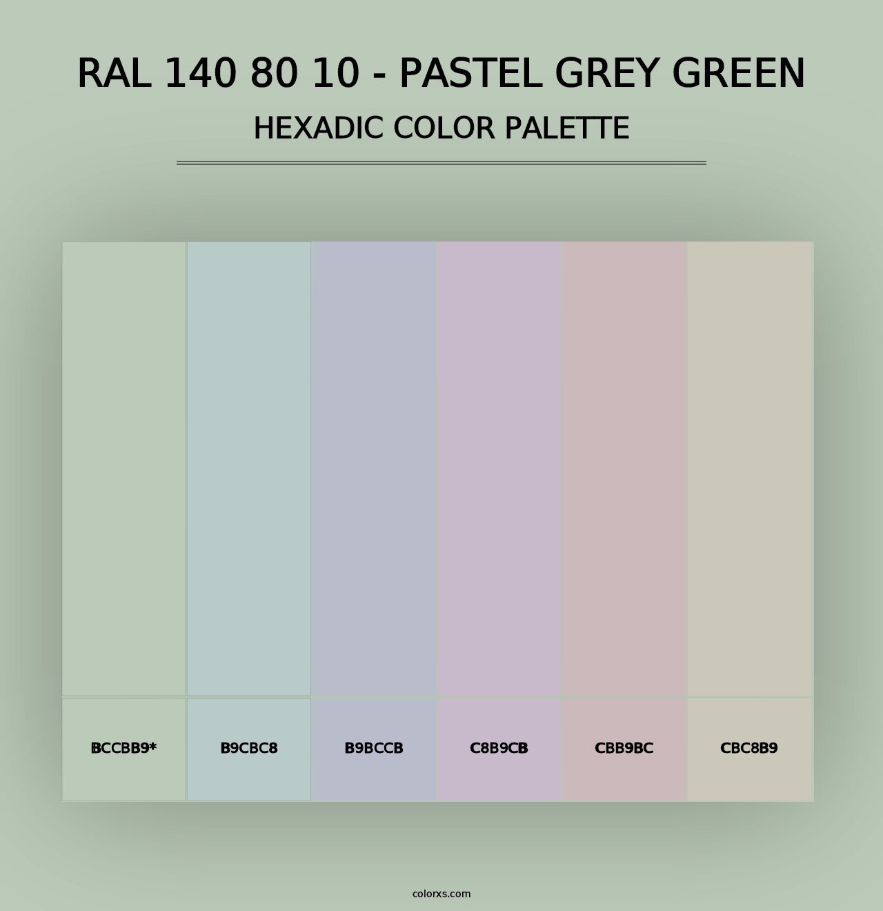 RAL 140 80 10 - Pastel Grey Green - Hexadic Color Palette