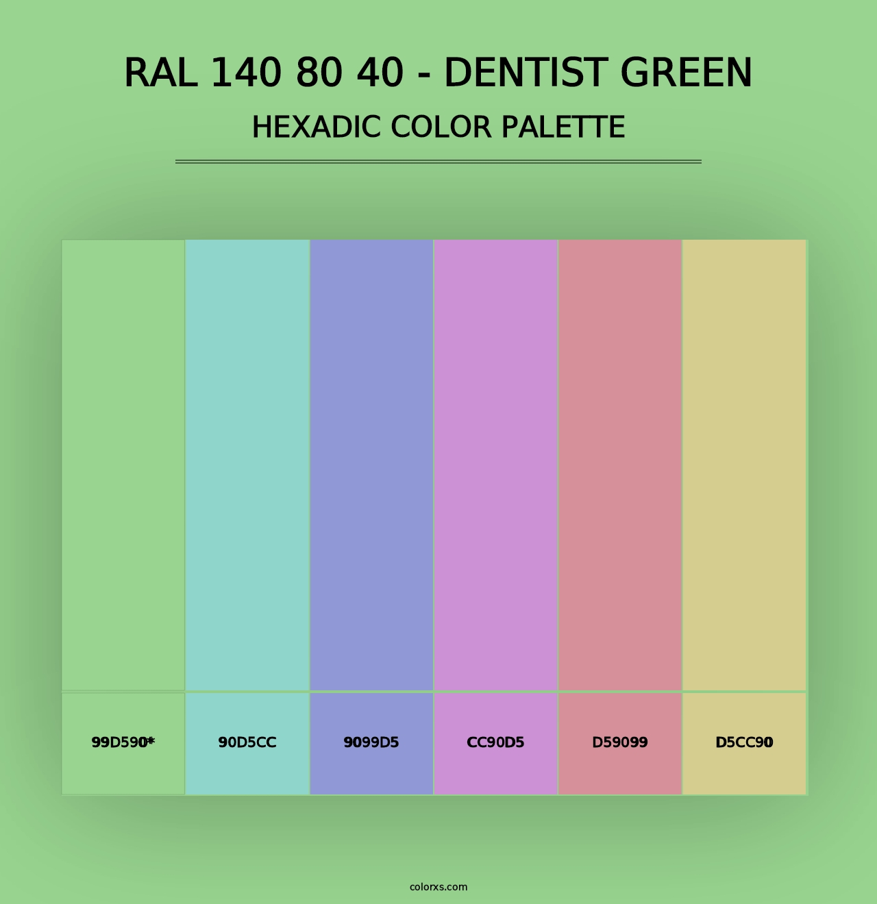 RAL 140 80 40 - Dentist Green - Hexadic Color Palette