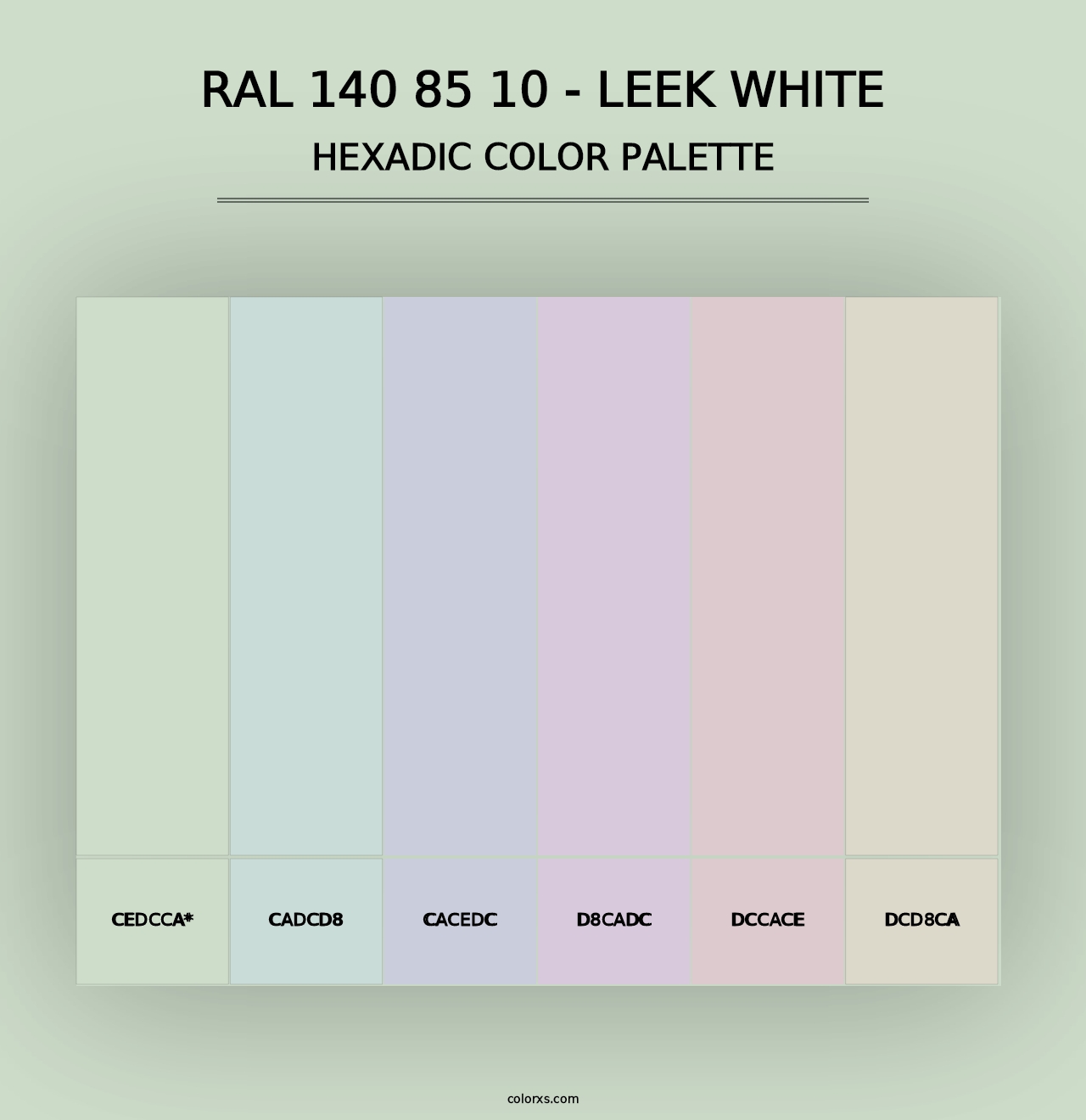 RAL 140 85 10 - Leek White - Hexadic Color Palette