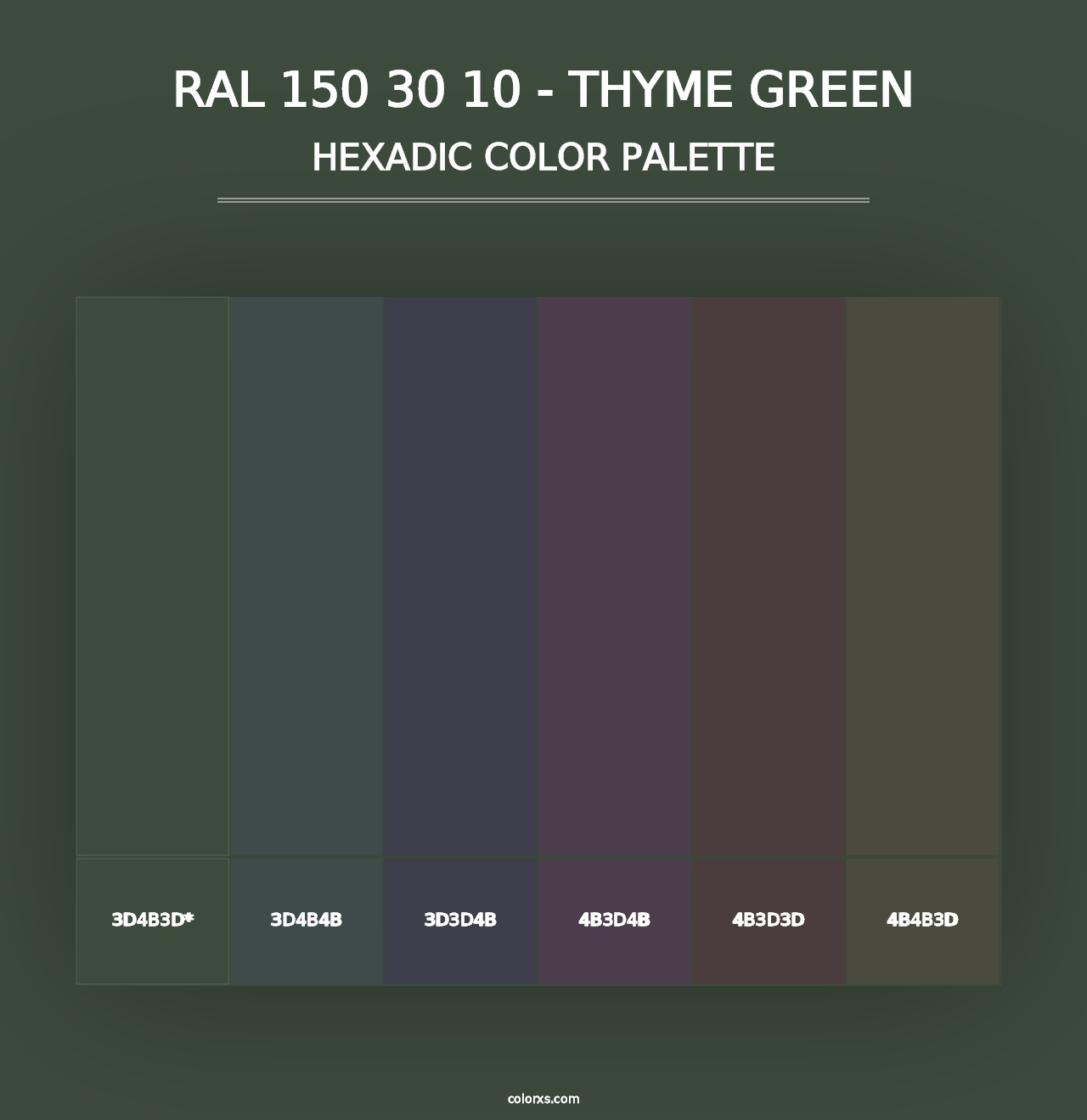 RAL 150 30 10 - Thyme Green - Hexadic Color Palette