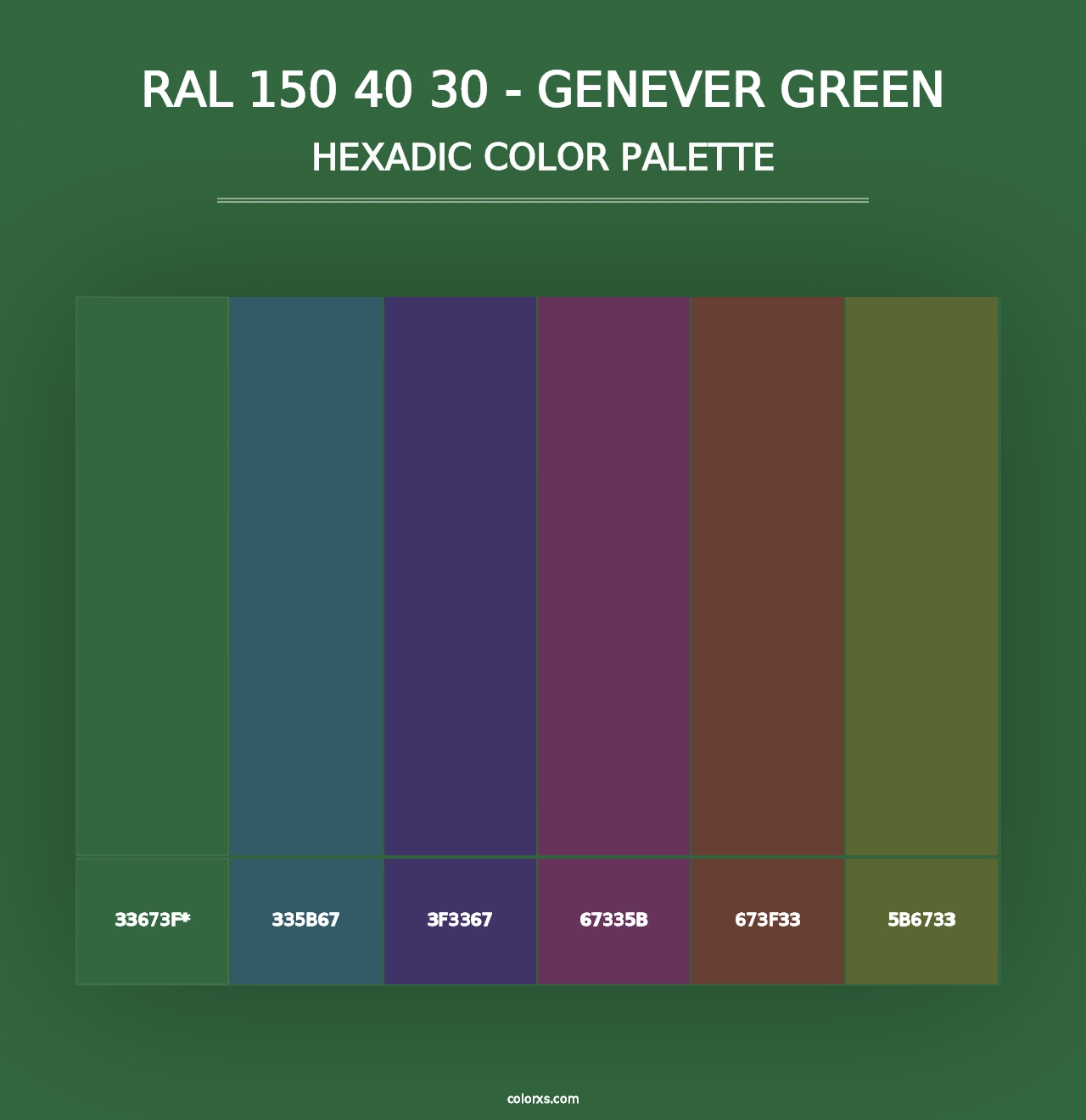 RAL 150 40 30 - Genever Green - Hexadic Color Palette