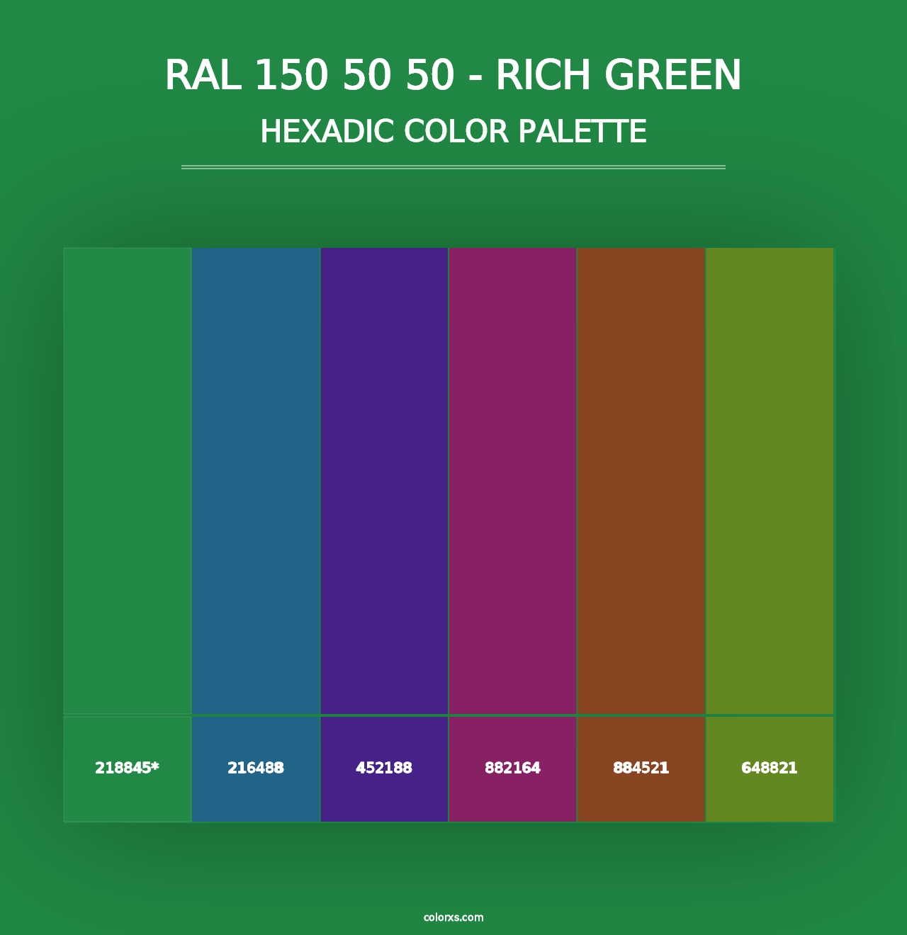 RAL 150 50 50 - Rich Green - Hexadic Color Palette