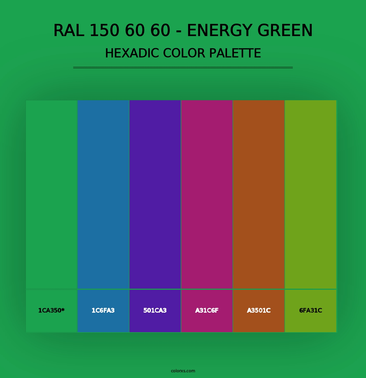 RAL 150 60 60 - Energy Green - Hexadic Color Palette