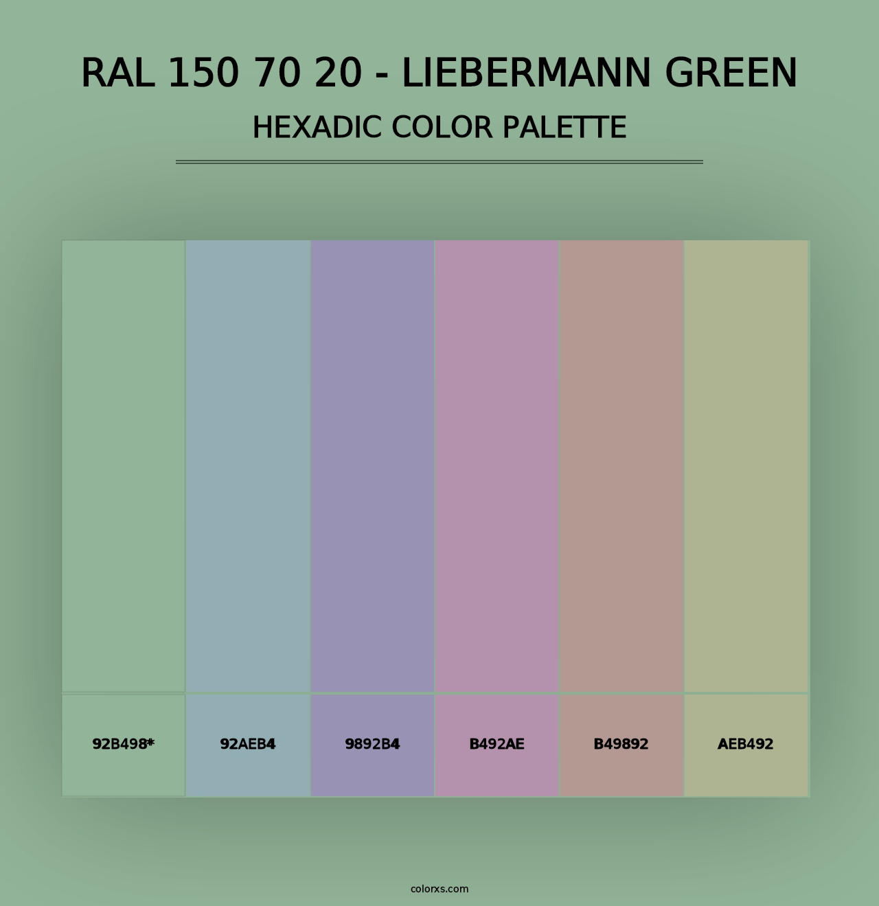 RAL 150 70 20 - Liebermann Green - Hexadic Color Palette