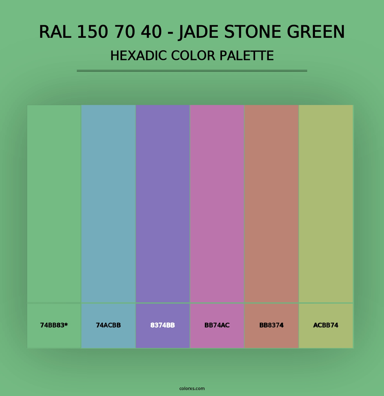 RAL 150 70 40 - Jade Stone Green - Hexadic Color Palette