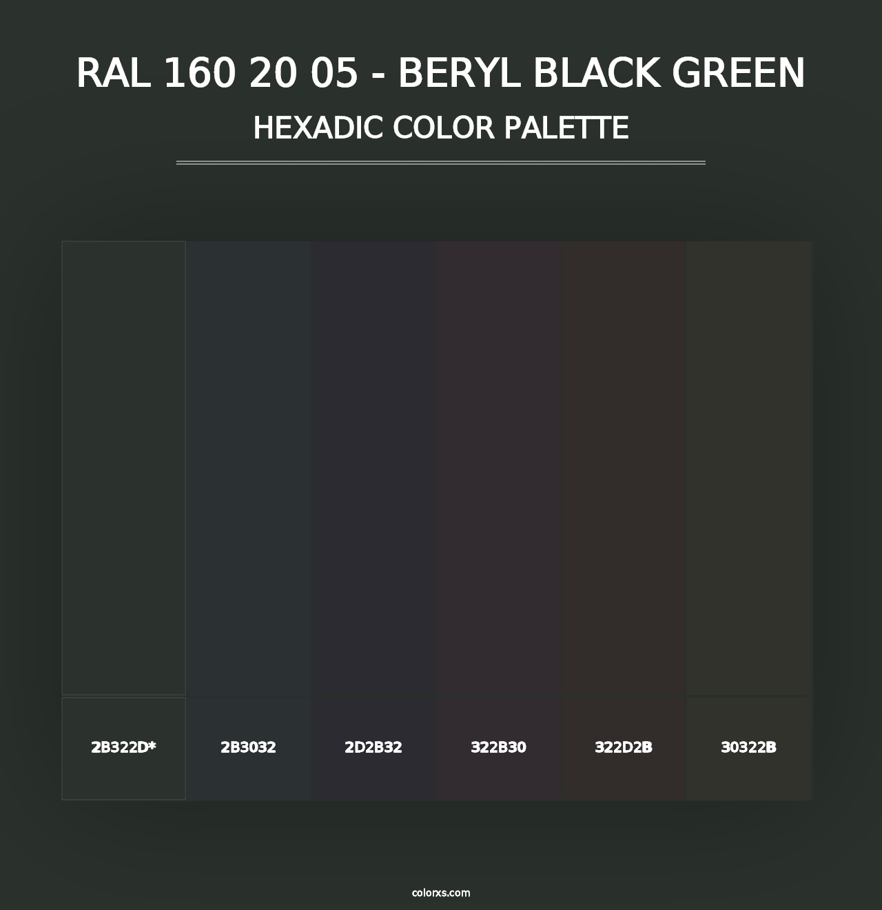 RAL 160 20 05 - Beryl Black Green - Hexadic Color Palette