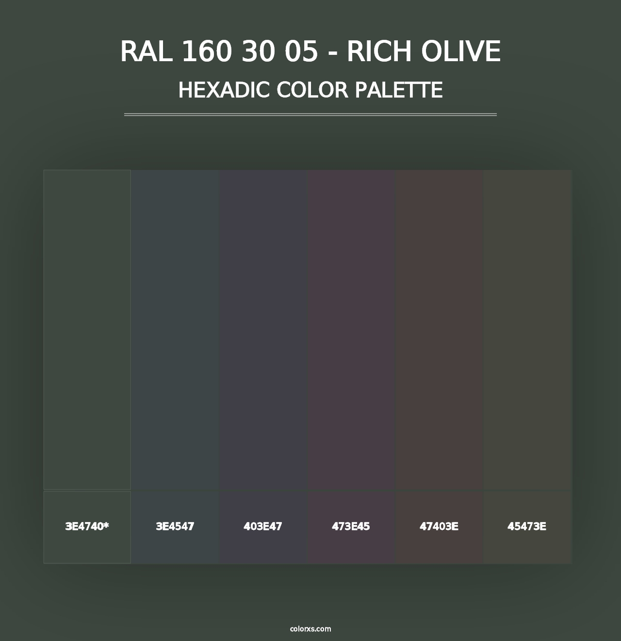 RAL 160 30 05 - Rich Olive - Hexadic Color Palette