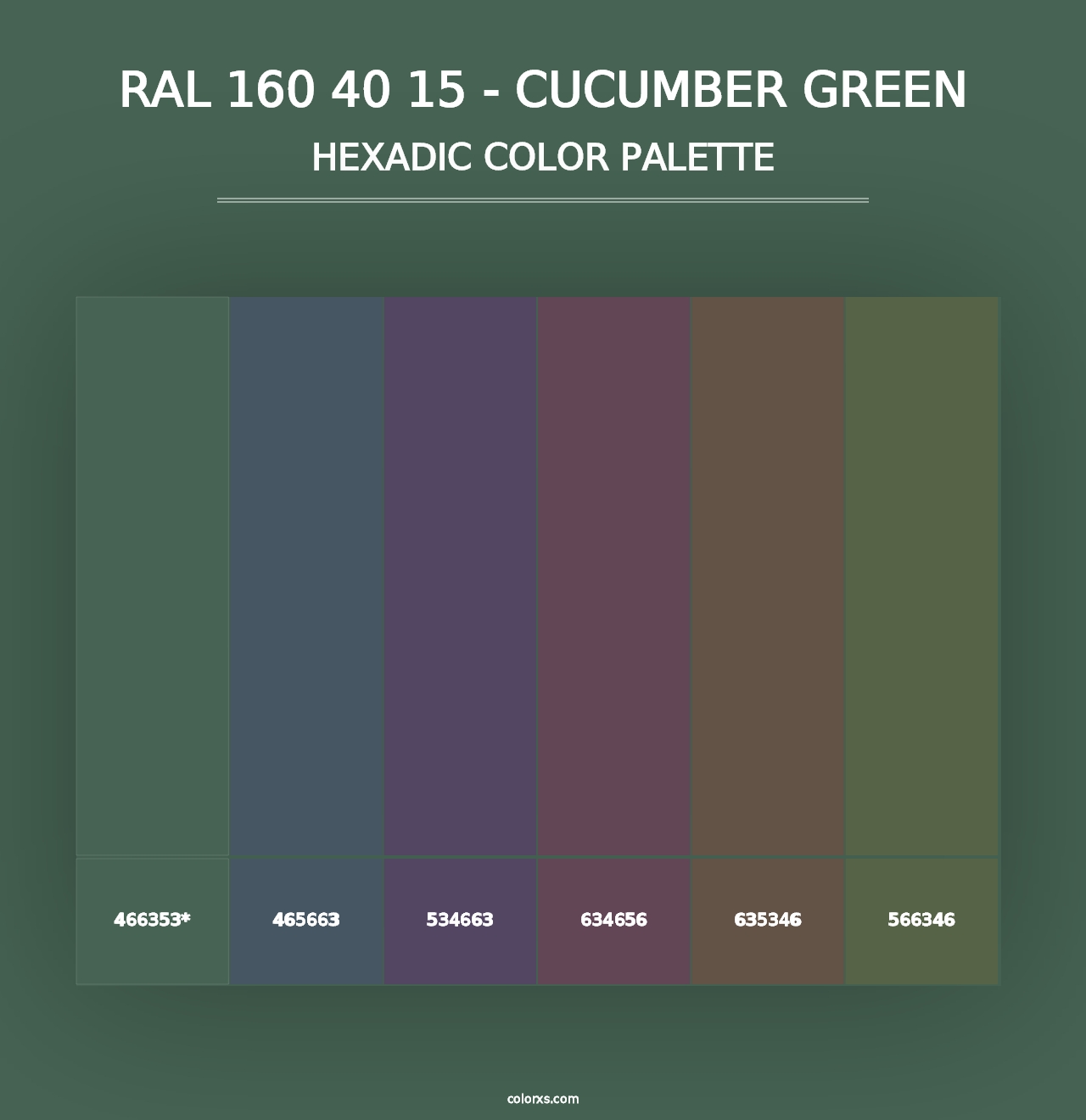 RAL 160 40 15 - Cucumber Green - Hexadic Color Palette