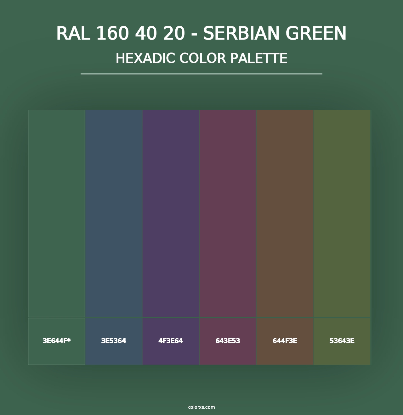 RAL 160 40 20 - Serbian Green - Hexadic Color Palette