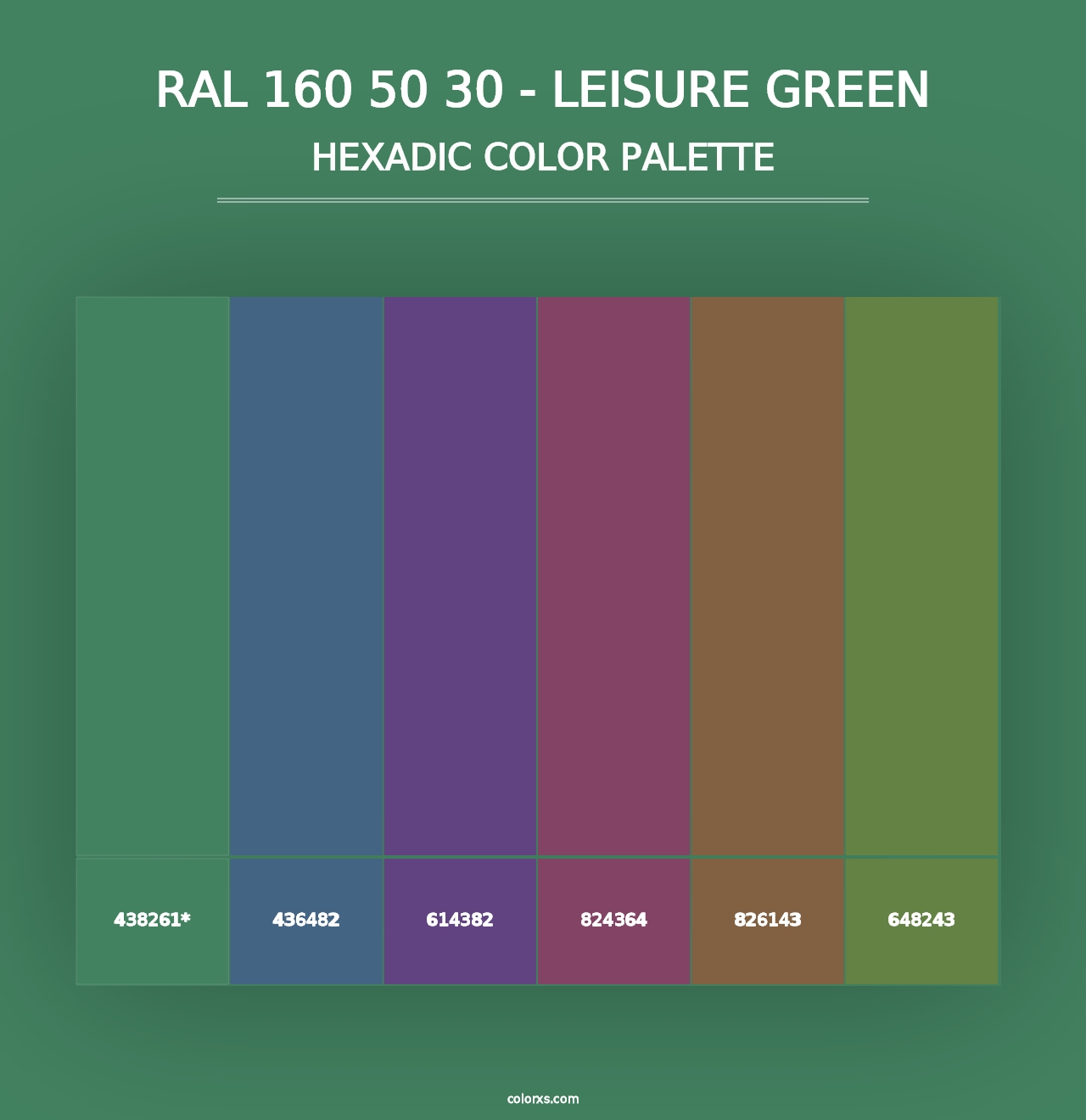 RAL 160 50 30 - Leisure Green - Hexadic Color Palette