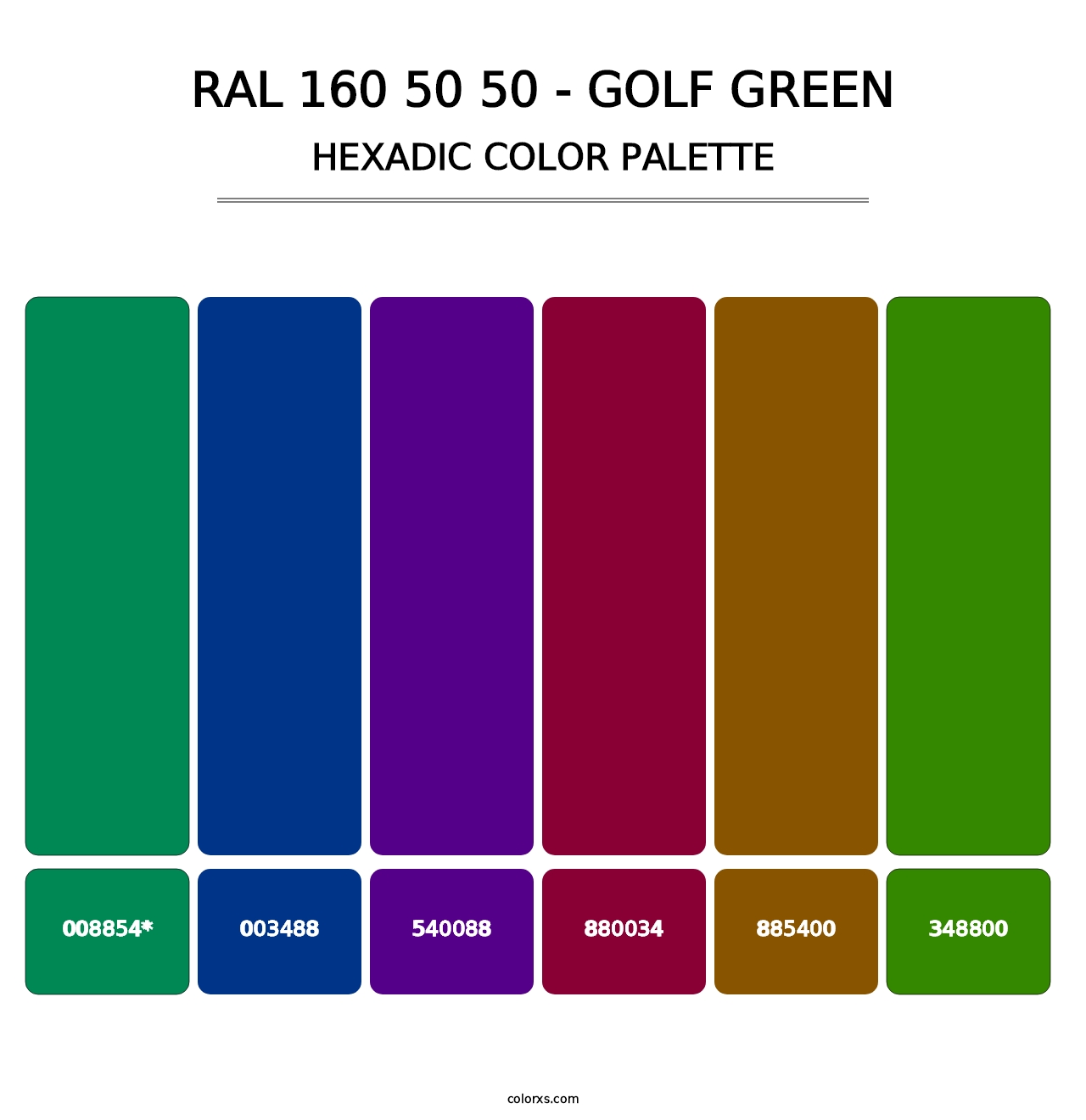 RAL 160 50 50 - Golf Green - Hexadic Color Palette