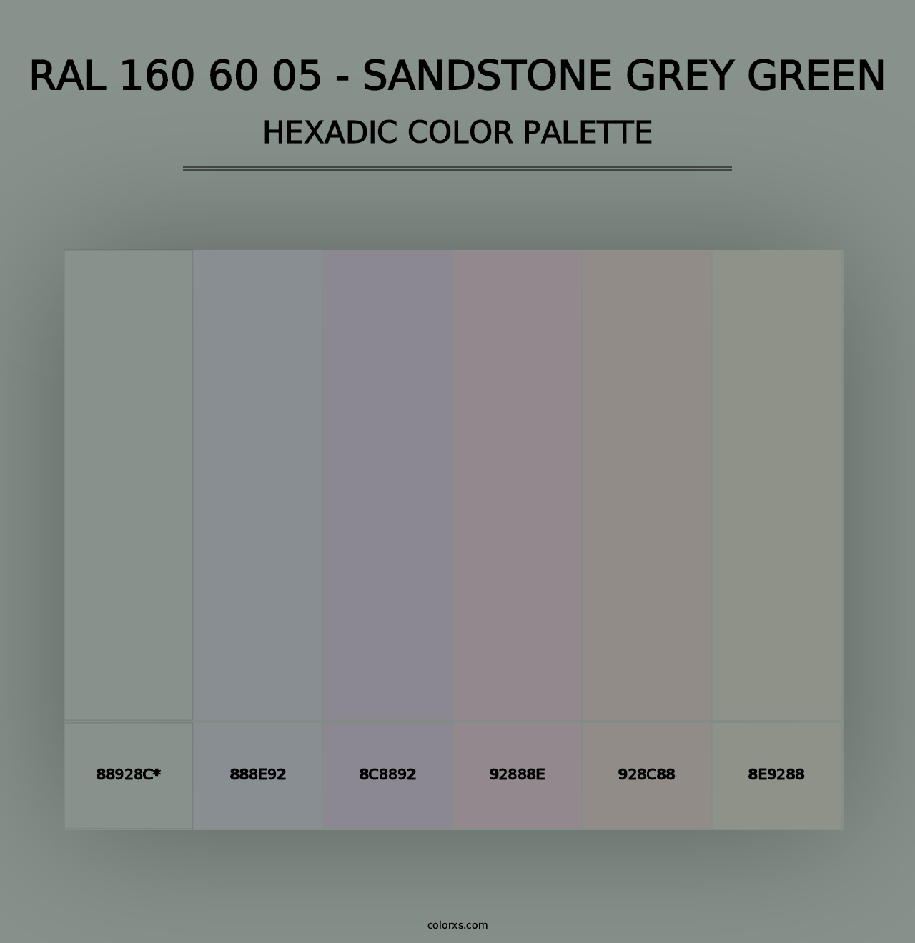 RAL 160 60 05 - Sandstone Grey Green - Hexadic Color Palette