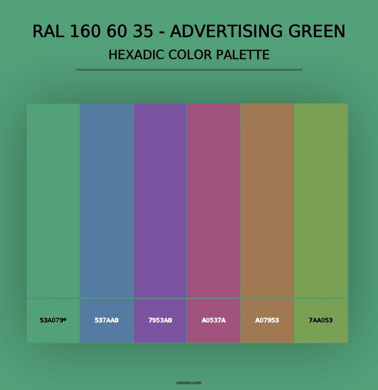 RAL 160 60 35 - Advertising Green - Hexadic Color Palette