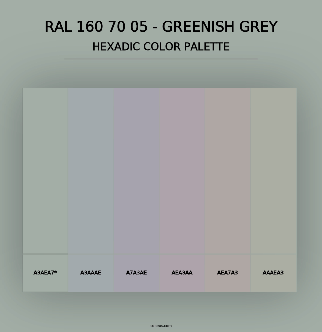 RAL 160 70 05 - Greenish Grey - Hexadic Color Palette