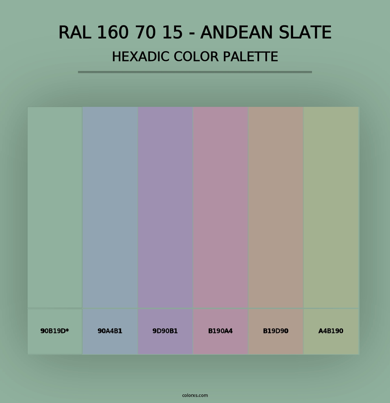 RAL 160 70 15 - Andean Slate - Hexadic Color Palette