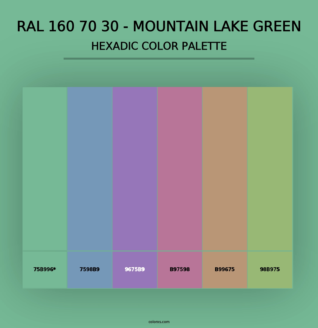 RAL 160 70 30 - Mountain Lake Green - Hexadic Color Palette