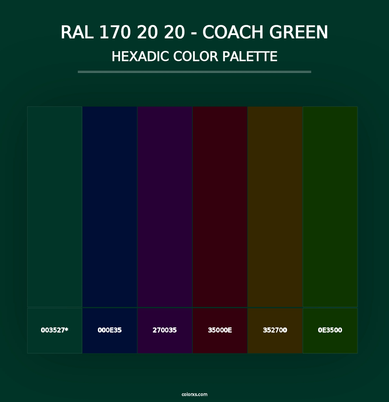 RAL 170 20 20 - Coach Green - Hexadic Color Palette