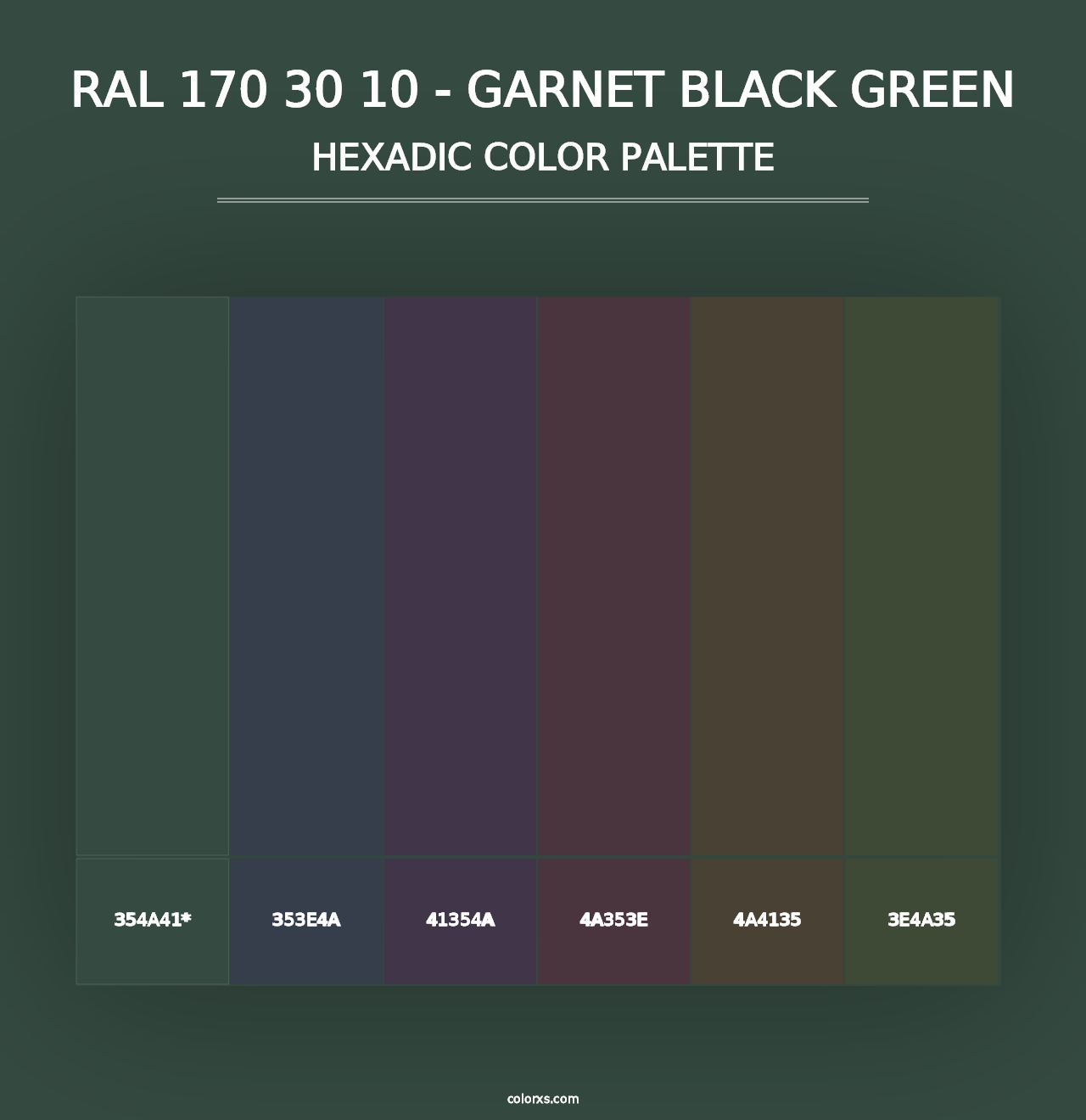 RAL 170 30 10 - Garnet Black Green - Hexadic Color Palette