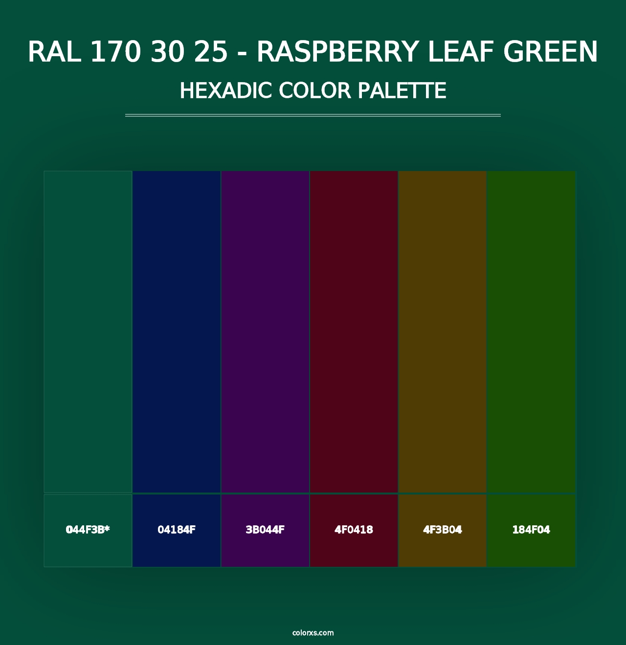 RAL 170 30 25 - Raspberry Leaf Green - Hexadic Color Palette