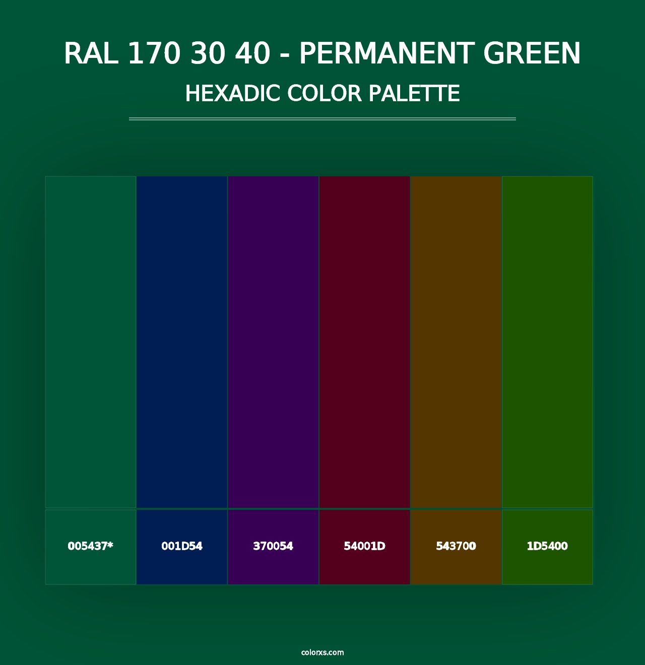 RAL 170 30 40 - Permanent Green - Hexadic Color Palette