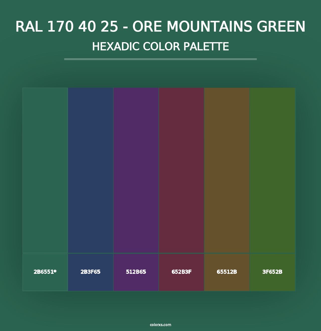 RAL 170 40 25 - Ore Mountains Green - Hexadic Color Palette