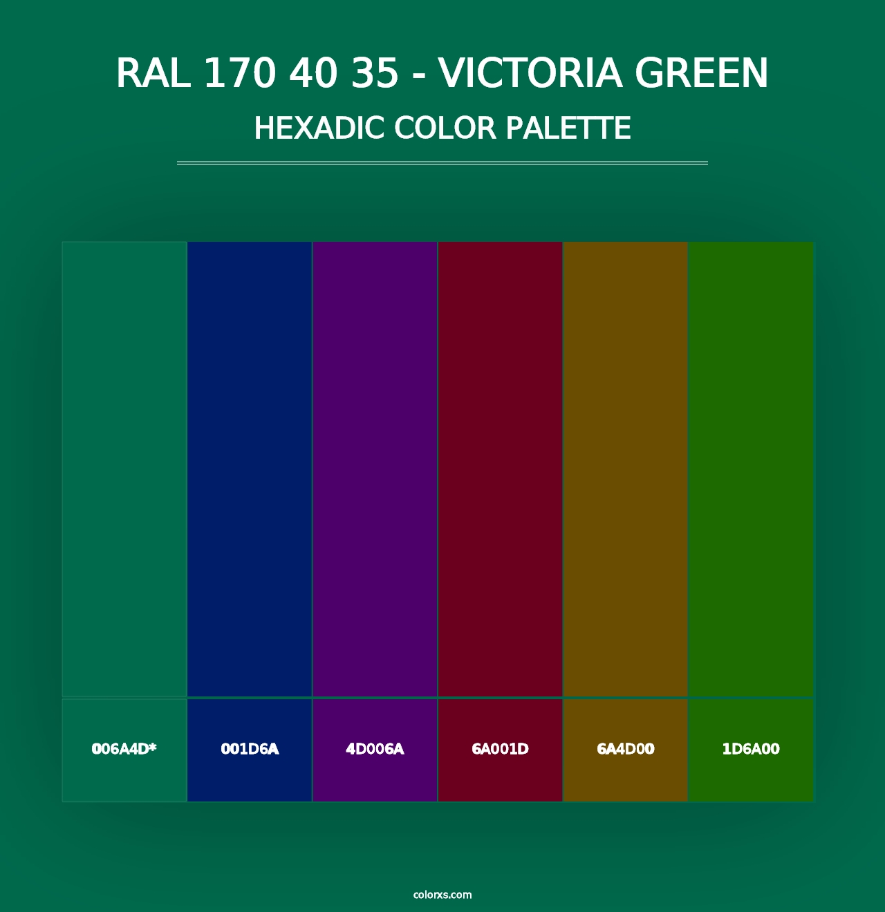 RAL 170 40 35 - Victoria Green - Hexadic Color Palette