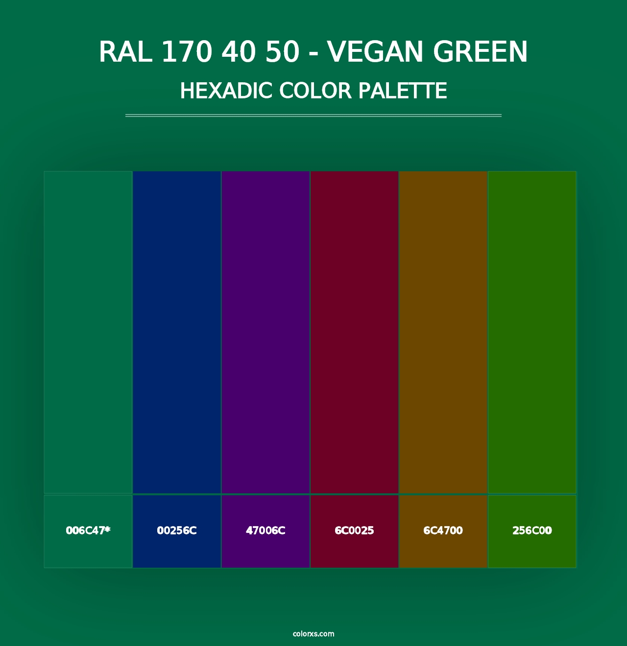 RAL 170 40 50 - Vegan Green - Hexadic Color Palette